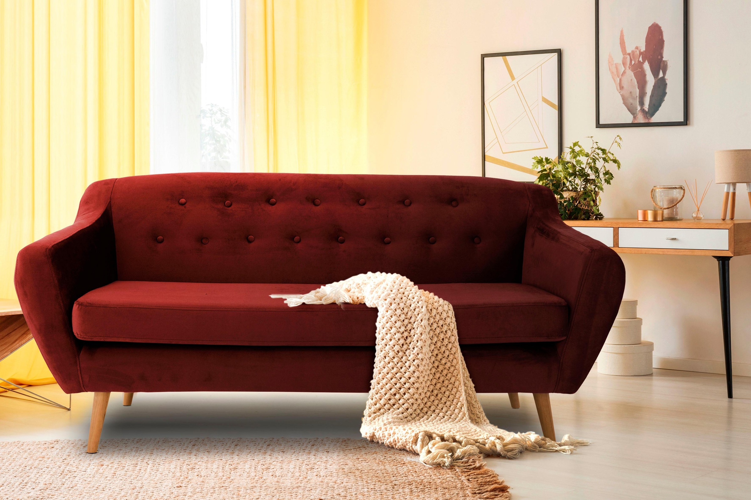 Home affaire 3-Sitzer "Renne" mit Heftung im Rücken im skandinavischem Stil günstig online kaufen