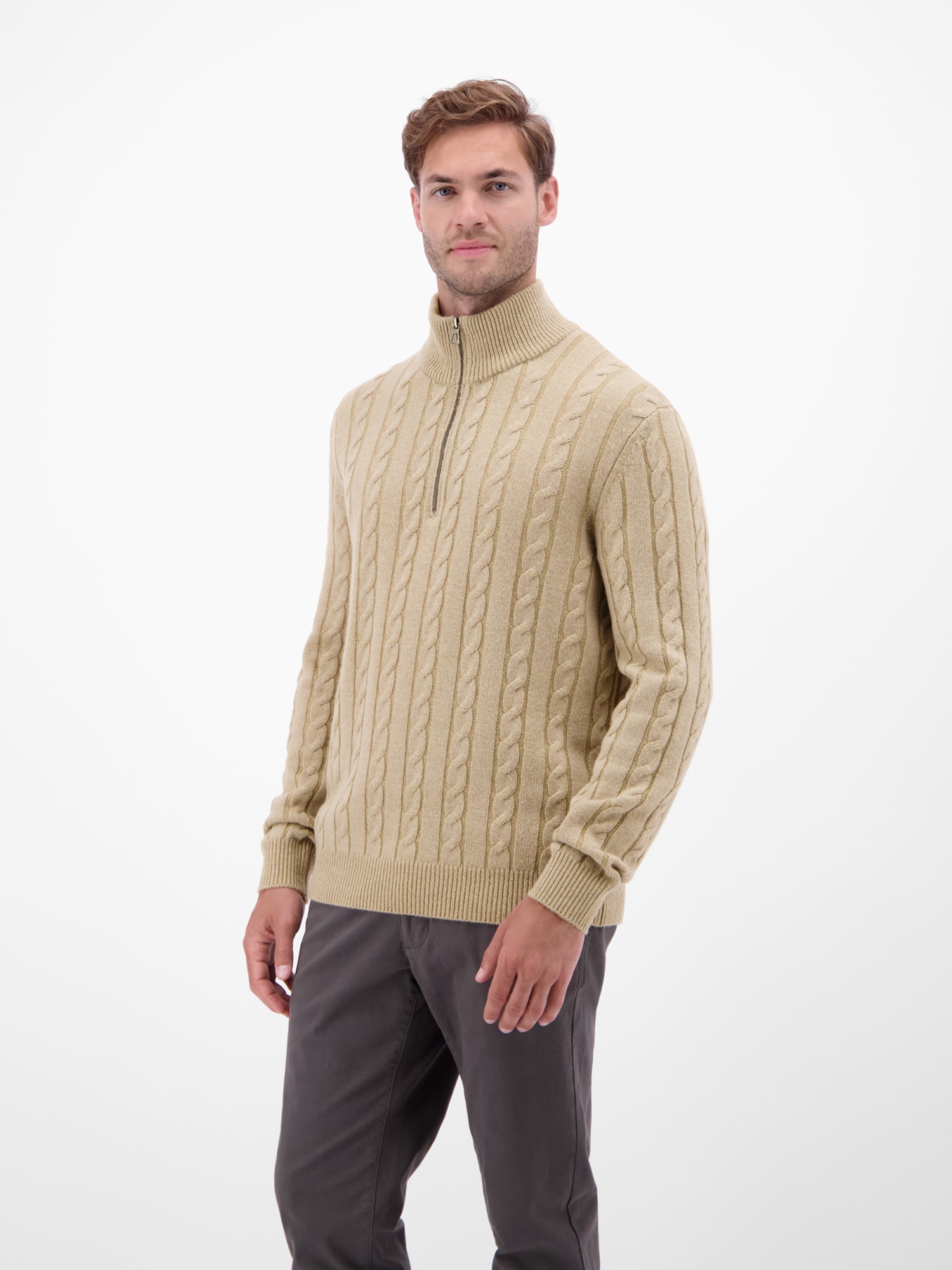 LERROS Strickpullover »LERROS Troyer mit Zopfmuster - Klassik trifft Coolness«