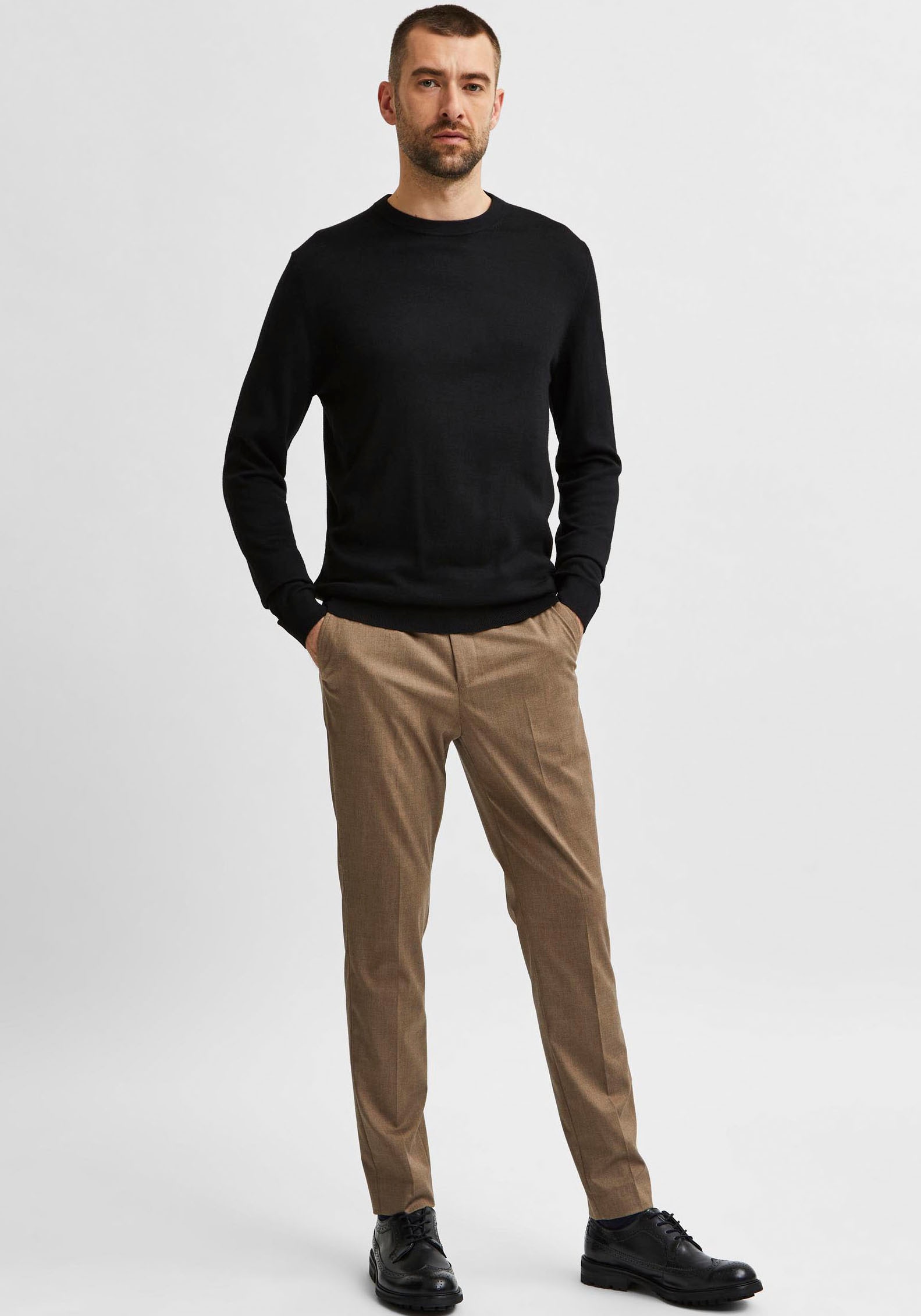 SELECTED HOMME Rundhalspullover »OWN MERINO COOLMAX KNIT«