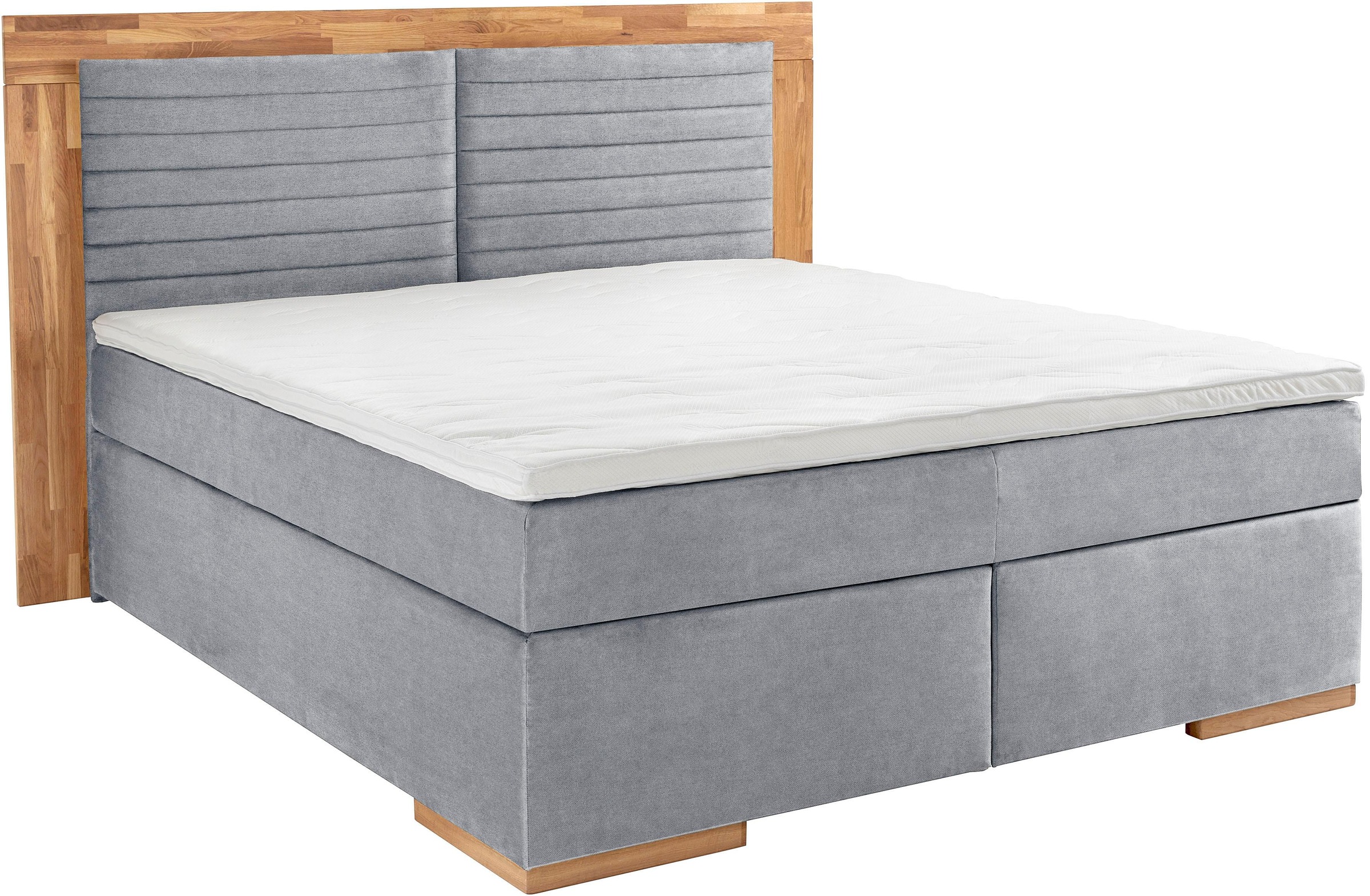 Places of Style Boxspringbett »Cup«, mit Massivholzrahmen, mit Topper, in 2 Härtegraden, in 3 Breiten