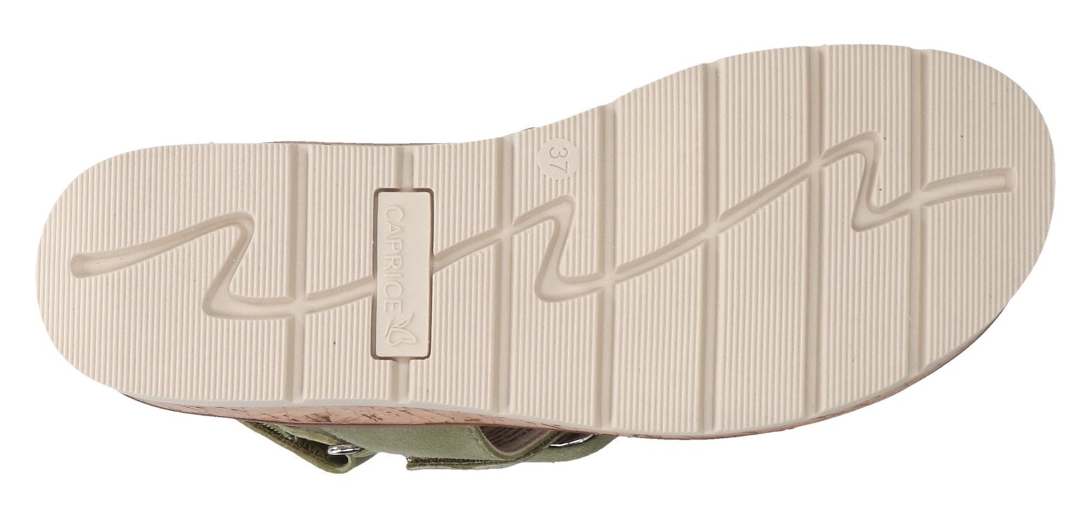 Caprice Keilsandalette, Riemchensandale, Sommerschuh, Klettverschluss unter der Zierschnalle