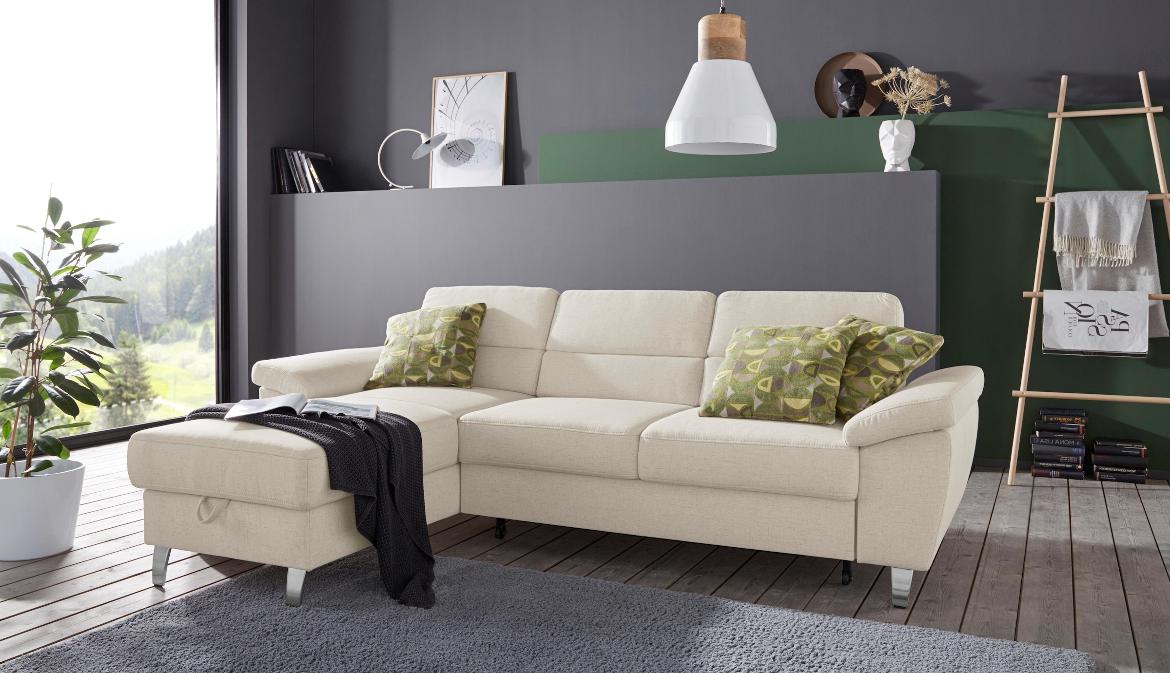 sit&more Ecksofa »Sorano L-Form«, wahlweise mit Bettfunktion und Bettkasten