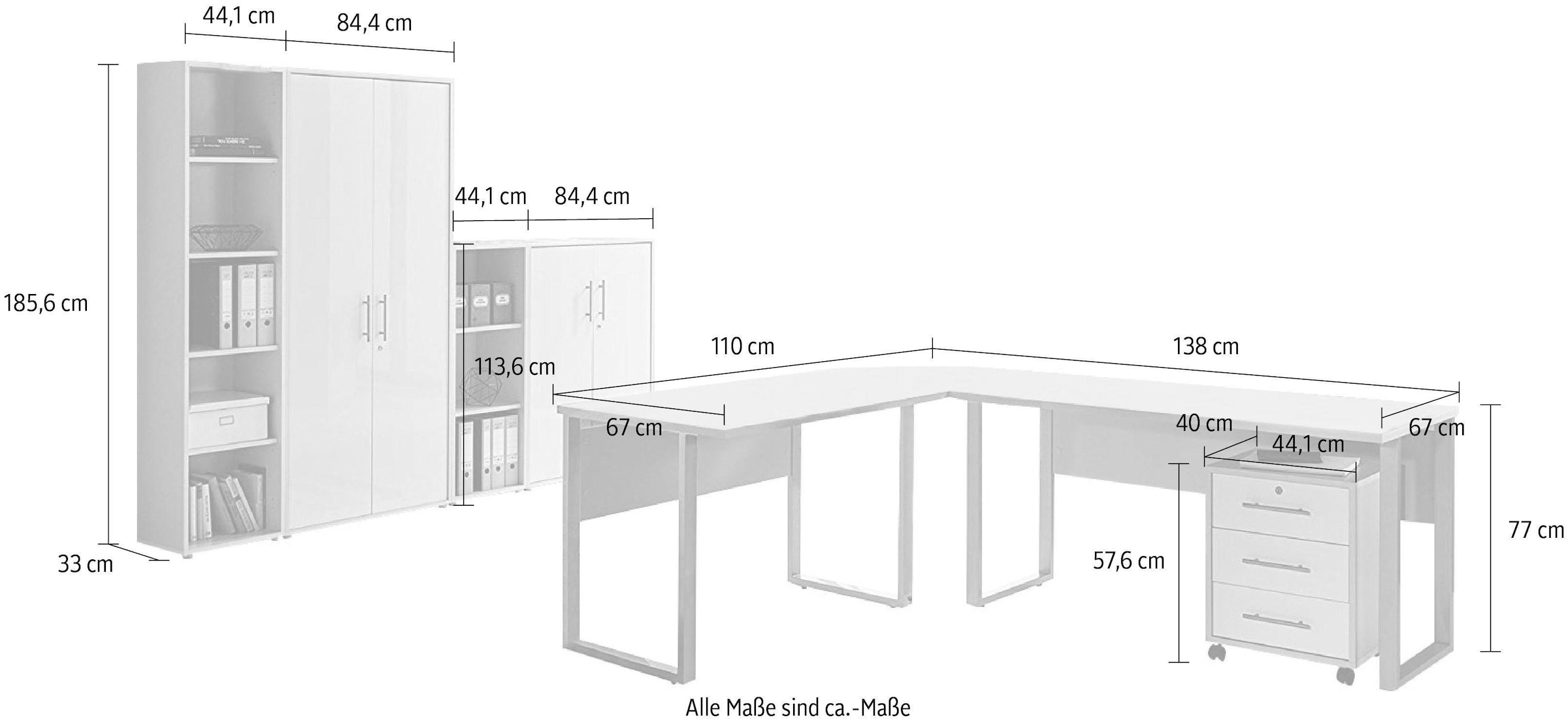 BMG Möbel Büro-Set »Tabor Office 4«, (Set, 8 tlg.)