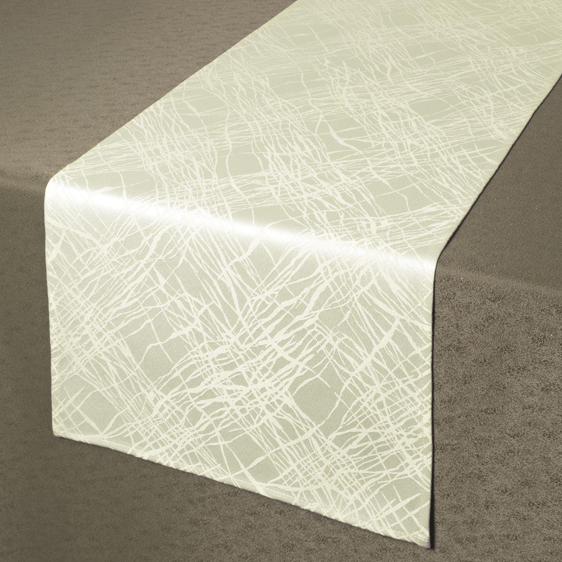 Tischläufer, B:140cm L:40cm, beige, DELINDO LIFESTYLE, Polyester, Tischdecken, "TENDENCE", Jacquard, Fleckschutz, 180 g/m²