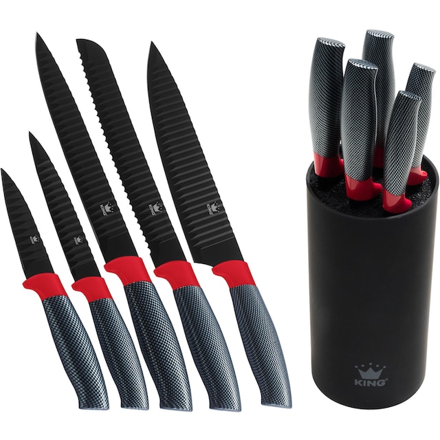 KING Topf-Set »Aluguss Red«, Aluminiumguss, (Set, 15 tlg., 4Töpfe,3 Deckel,1  Messerblock,5 Kochmesser,Messer-Set + Schneidebrett), Induktion bestellen |  BAUR