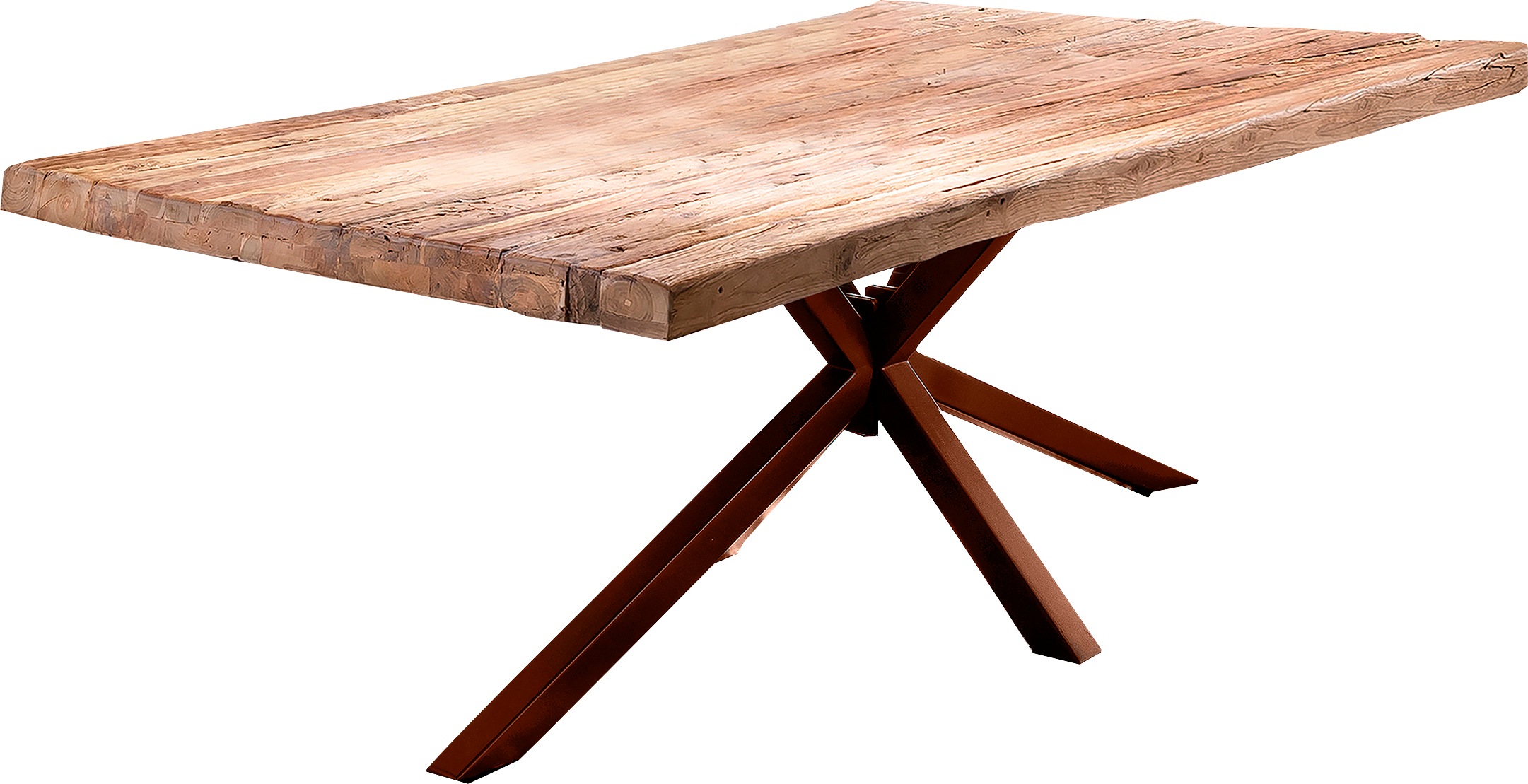 SIT Esstisch "Lourdes aus recyceltem Teakholz mit Metallgestell" 50 mm starke Teakholzplatte & extravagantes Metallgestell