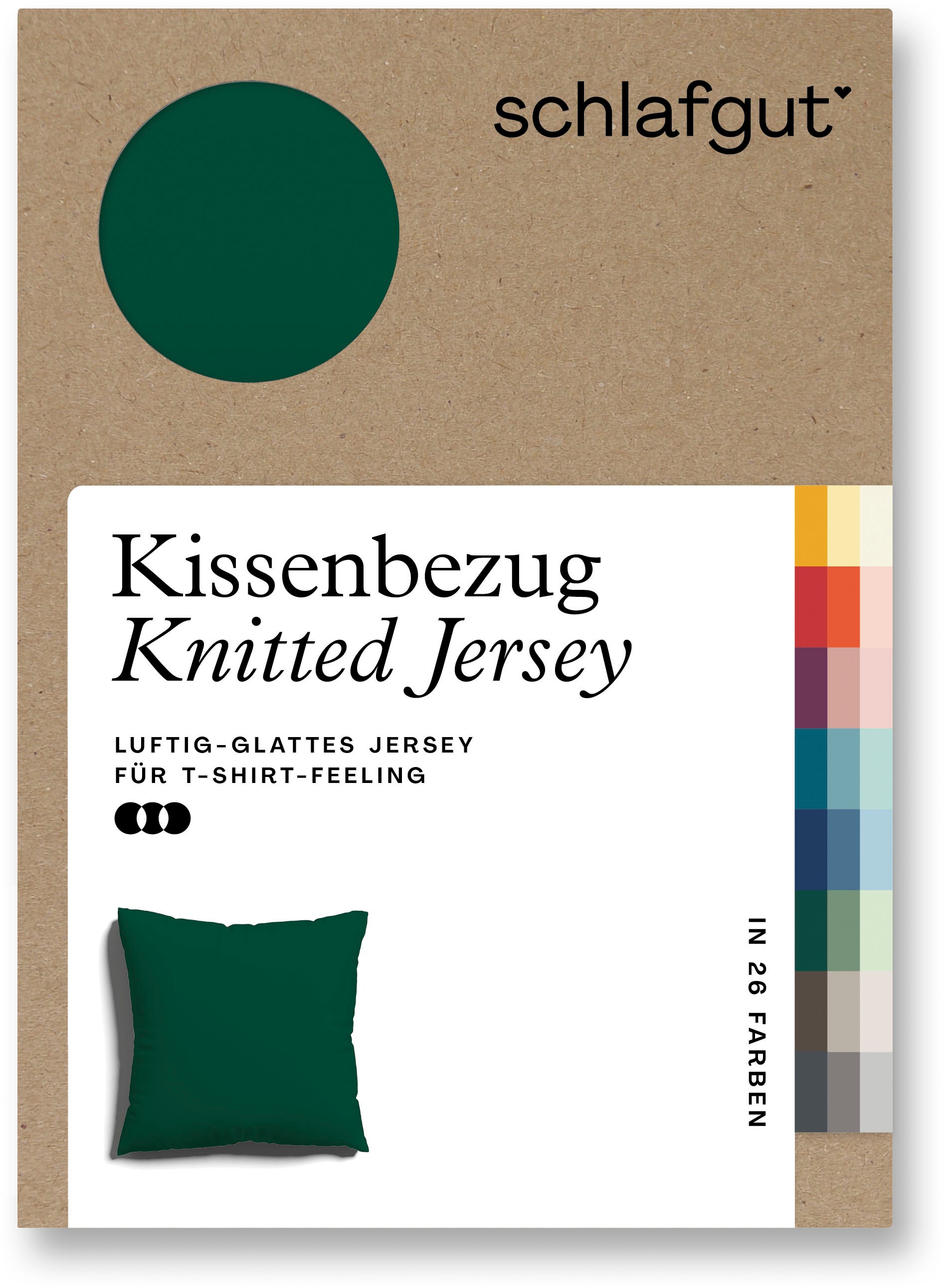 Schlafgut Kissenbezug »Knitted Jersey aus Bio-Baumwolle mit Elasthan, bügelfrei,«, (1 St.), besonders fein gestrickt, Kissenhülle mit farbigem Reißverschluss