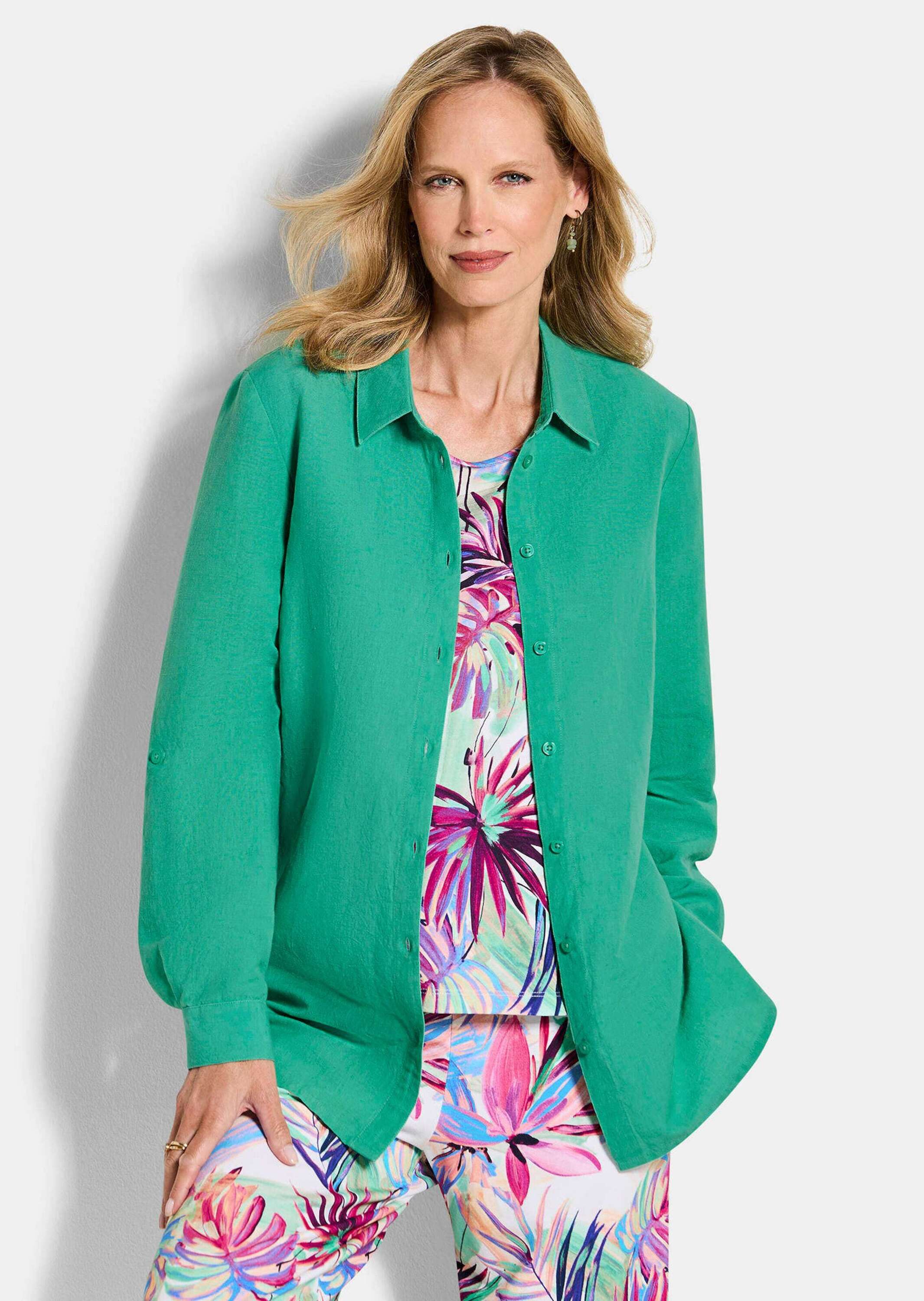 Thumbnail - GOLDNER Hemdbluse "Kurzgröße Sommerbluse mit Seitenschlitz" figurschmeichelnder Schnitt