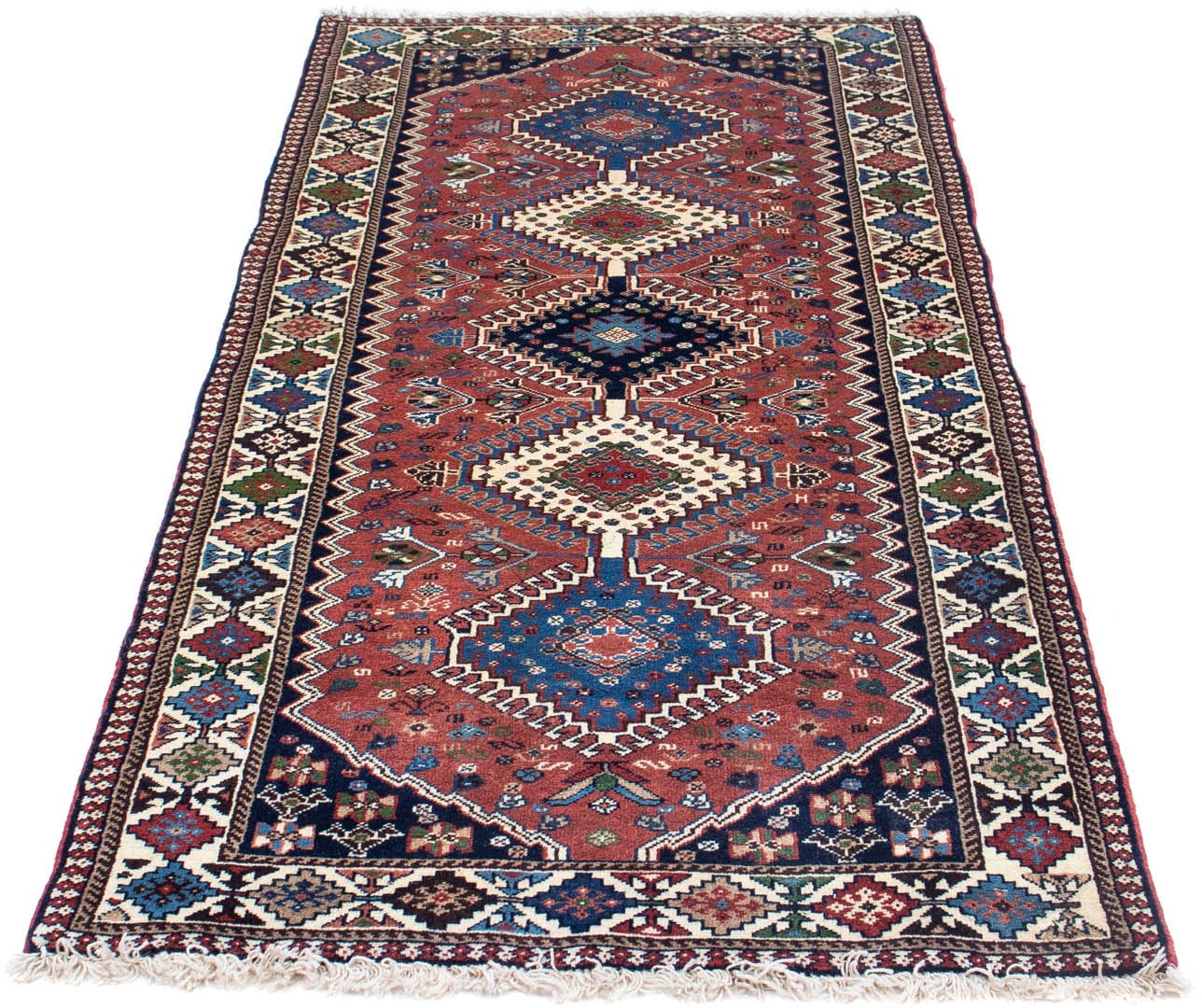 morgenland Hochflor-Läufer "Yalameh Medaillon Blu scuro 203 x 83 cm", rechteckig, 10 mm Höhe, Handgeknüpft