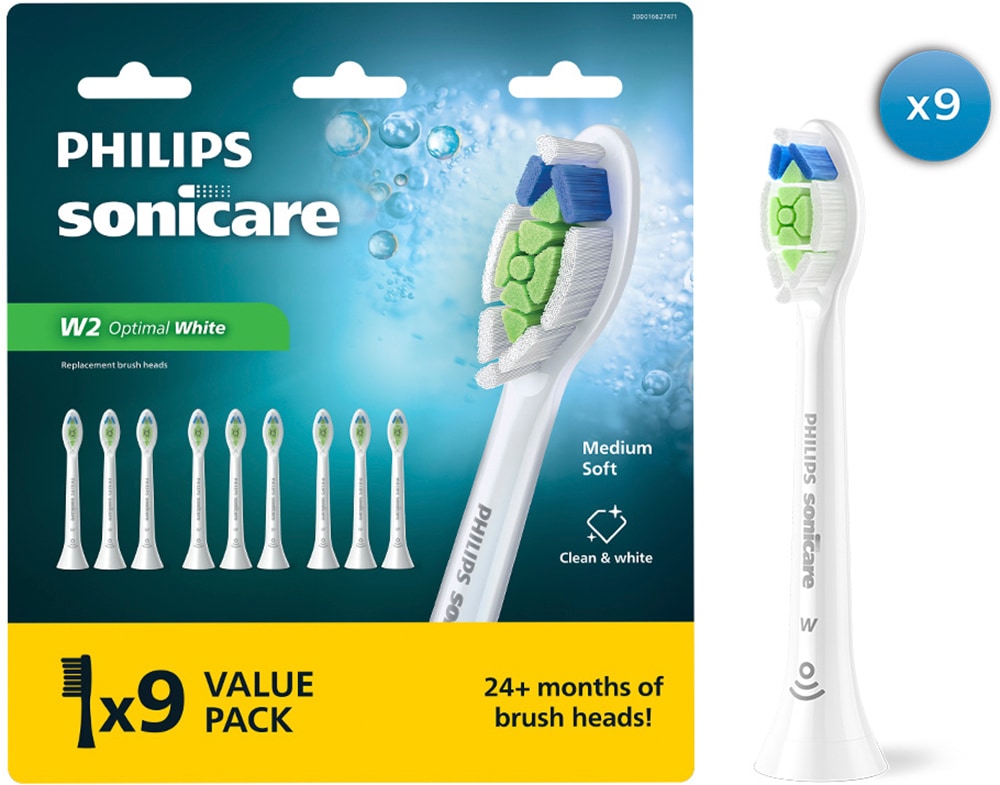 Philips Sonicare Aufsteckbürsten "W2 Optimal White HX6069/87" für weißere Zähne, für jedes Sonicare Handstück