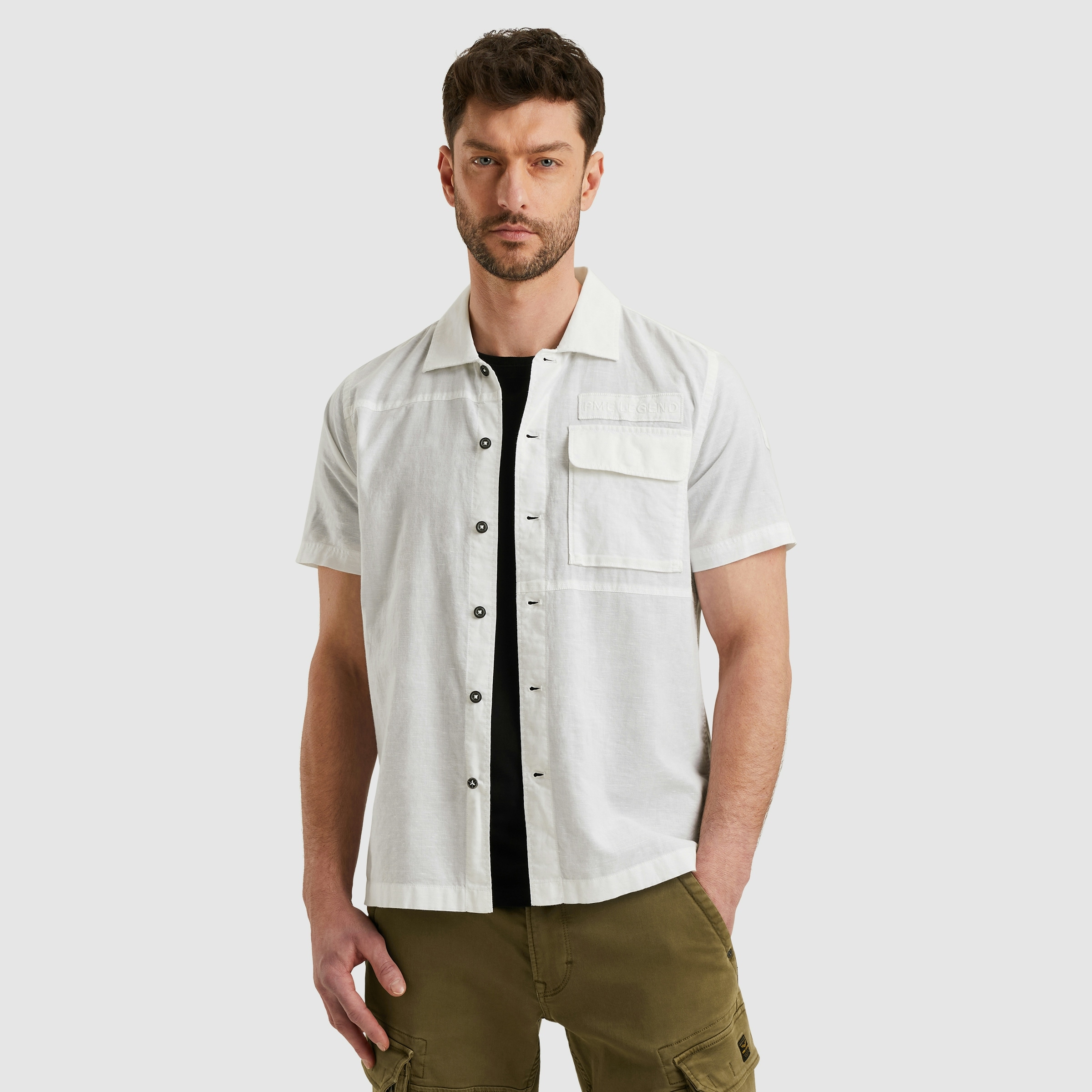 PME LEGEND Kurzarmhemd »Short Sleeve Shirt Ctn linen«, mit Leinenstruktur