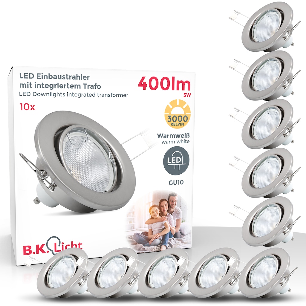 B.K.Licht LED Einbaustrahler, 10 flammig-flammig