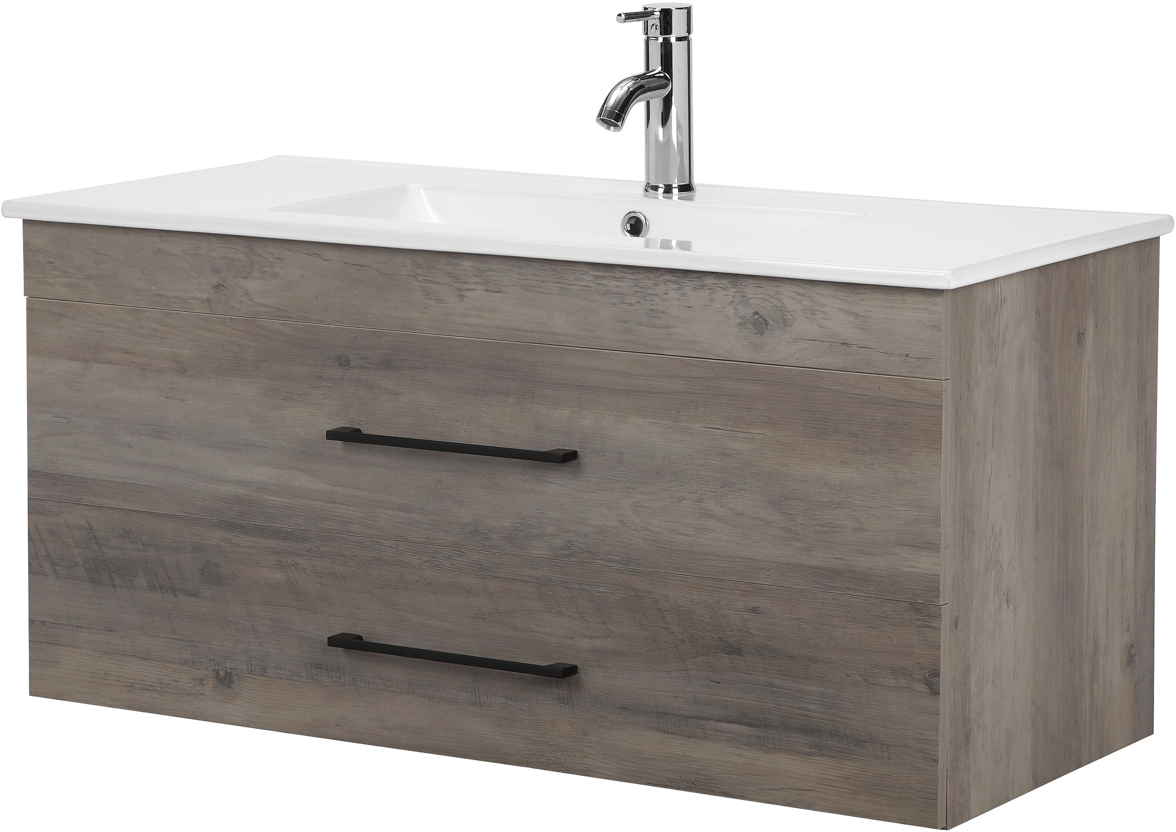 welltime Waschtisch "Florenz" Komplett-Set, Waschplatz mit 2 Auszügen und Softclose Breite 100cm