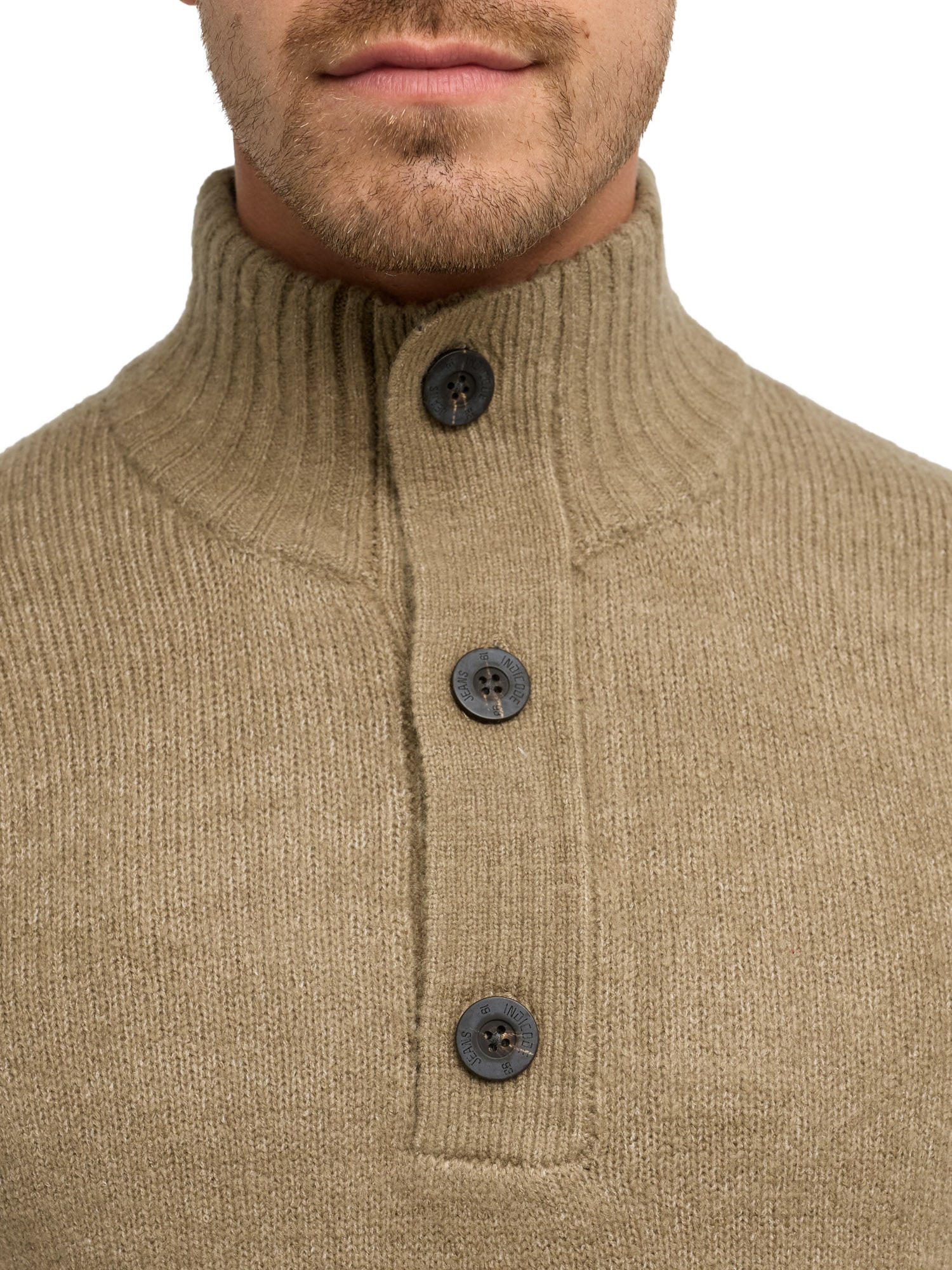 Indicode Strickpullover »INVestdale ½ placket« Materialmix, regular fit