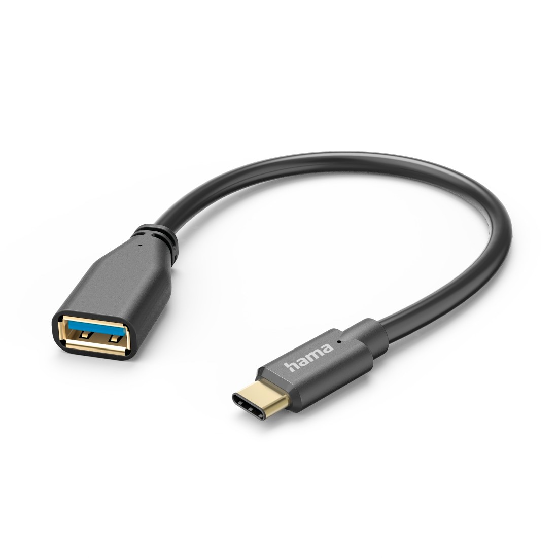 Hama USB-Kabel »USB Adapterkabel, OTG, USB C Stecker, USB A Buchse, 15 cm, Schwarz«, USB-C, USB Typ A, 15 cm