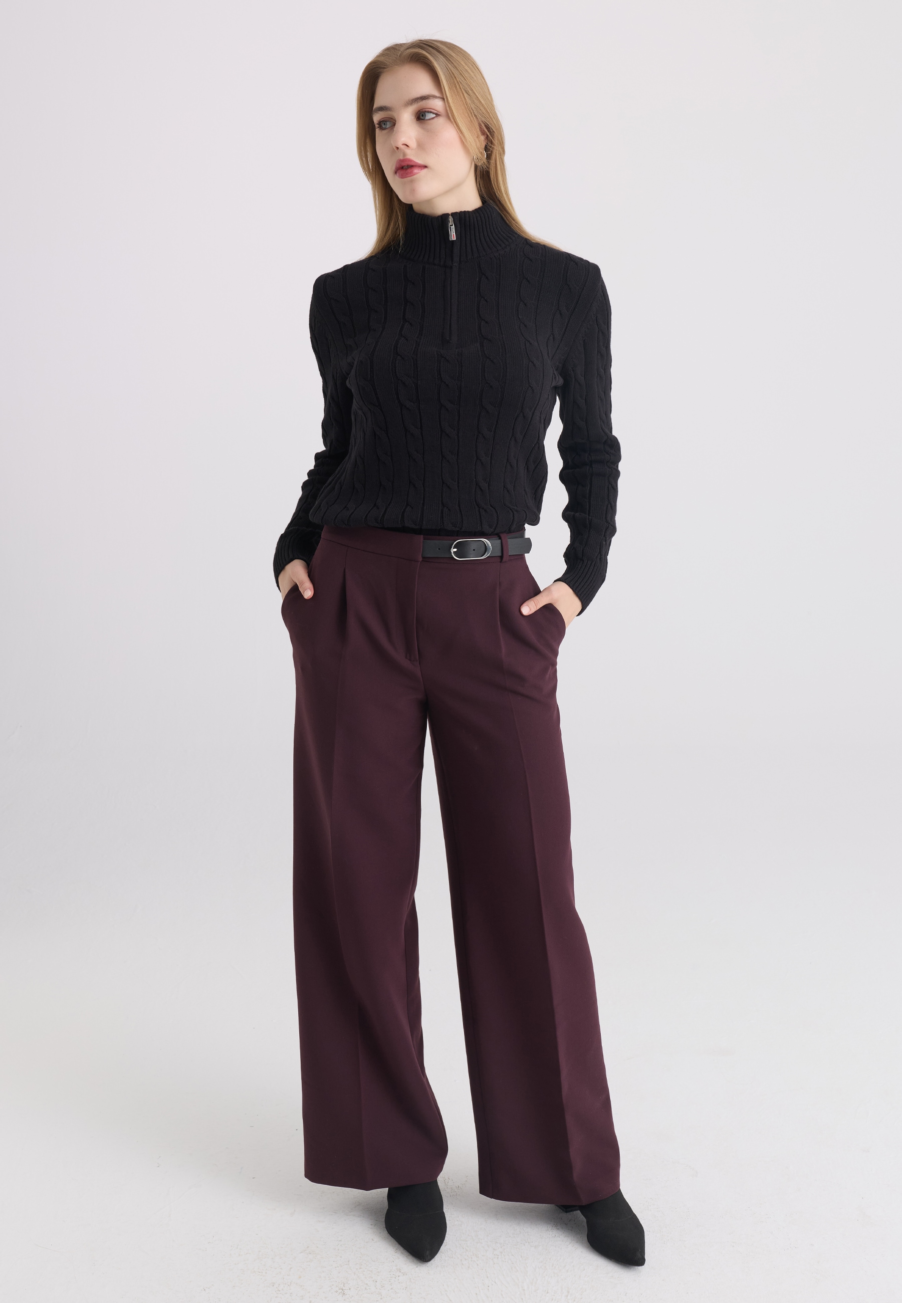 Felix Hardy Stehkragenpullover »Pullover mit Zopfmuster«