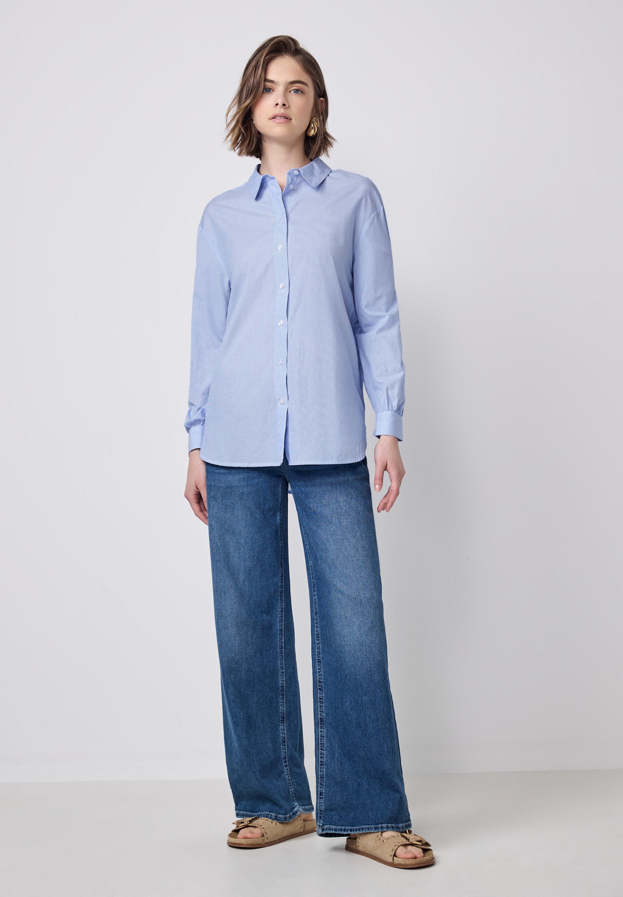 STREET ONE STUDIO Hemdbluse, aus reiner Baumwolle