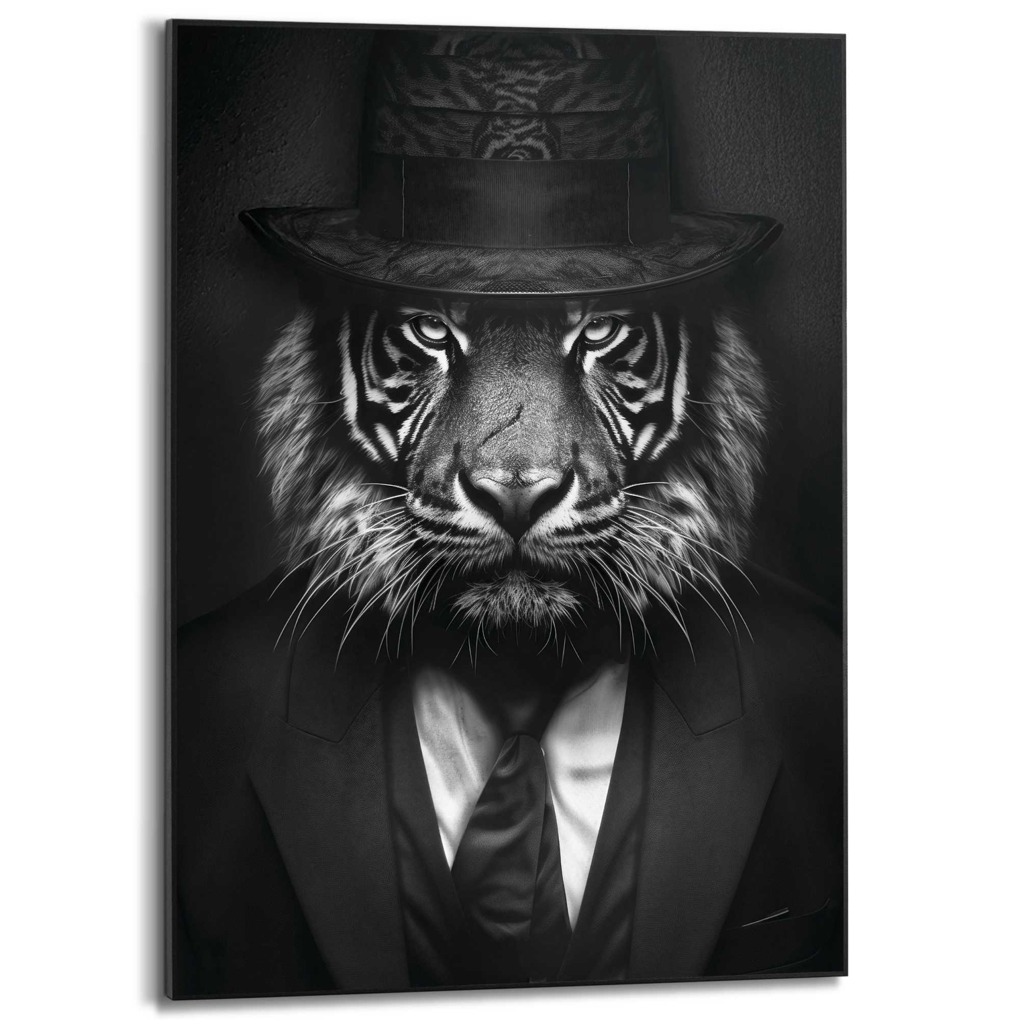 Reinders Poster "Tiger Man", Hobbyraum - Hut - Kostüm - Schwarz-Weiß - MDF günstig online kaufen
