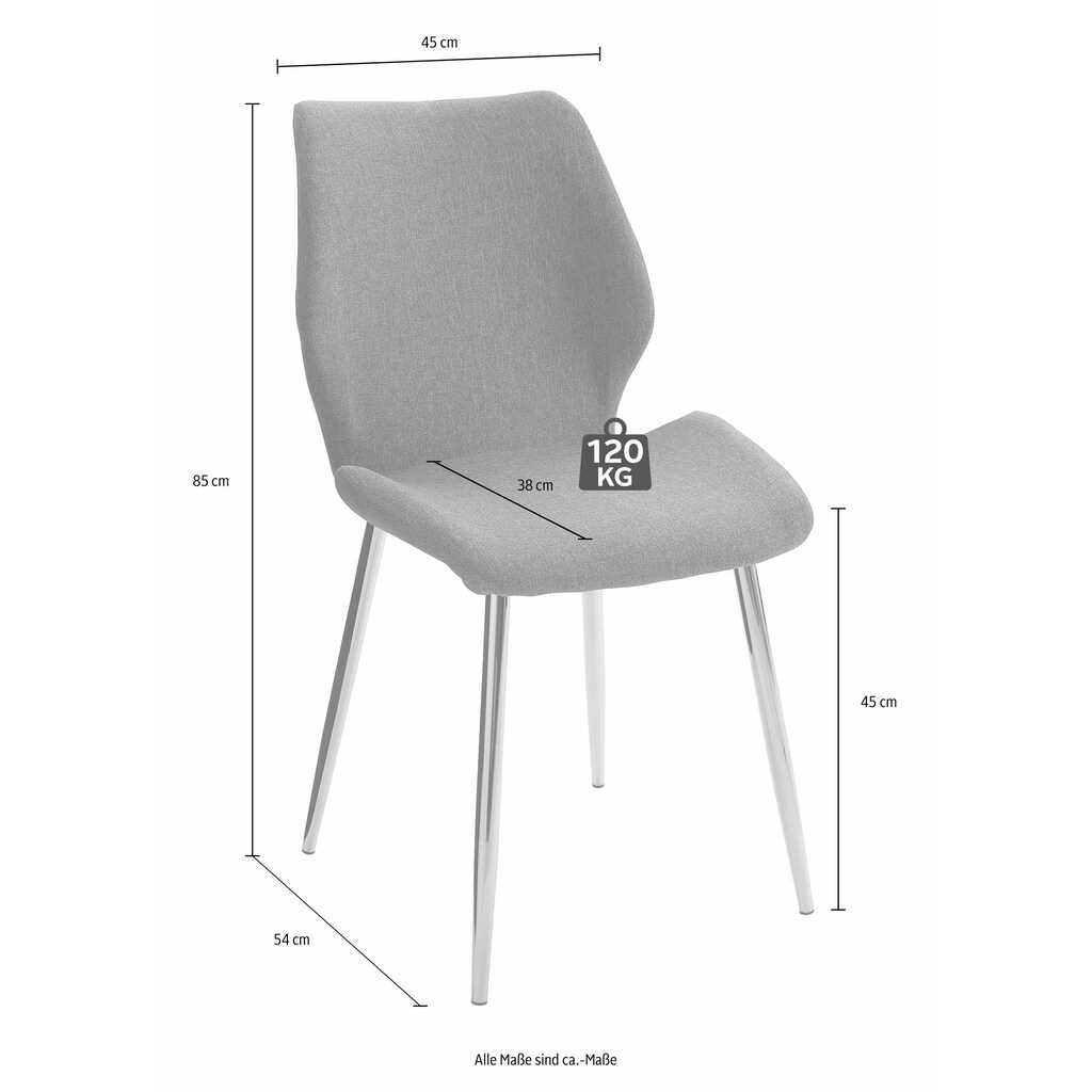 INOSIGN Esszimmerstuhl, (Set), 2 St., Webstoff, Bezug in Webstoff, Metallgestell kupferfarben