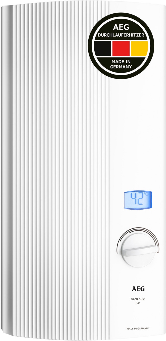 AEG Haustechnik Komfort-Durchlauferhitzer "DDLE LCD 18 kW, gradgenaue Temperaturwahl" konstante Warmwassertemperatur mit LC-Display