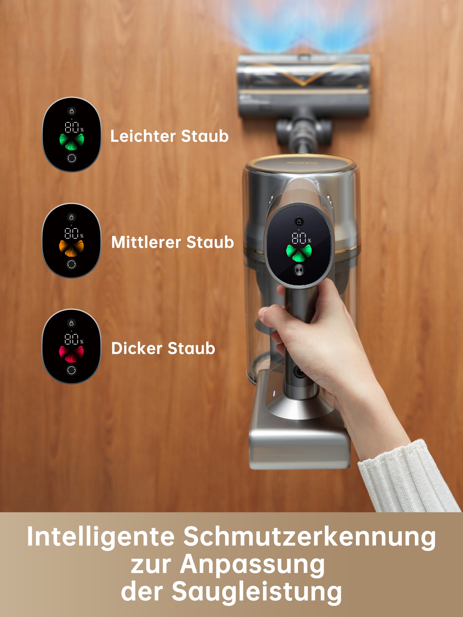 Dreame Akku-Hand-und Stielstaubsauger »Dreame R20 mit 27.000 Pa Saugkraft«, 90 Minuten Laufzeit, vielseitige Aufsätze, Bürsten mit LED-Beleuchtung