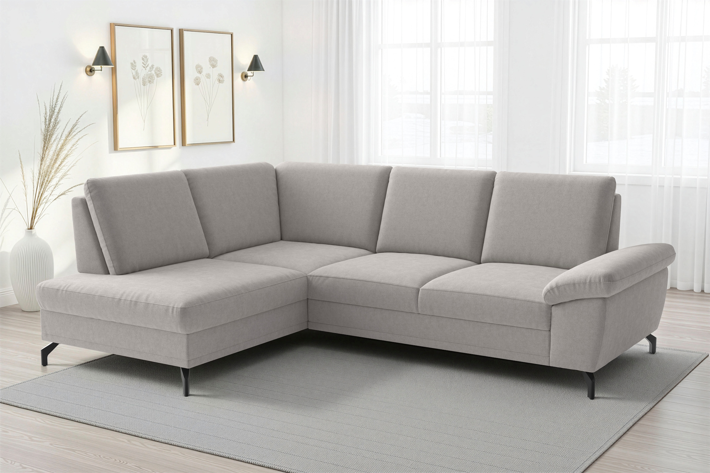 sit&more Ecksofa "Chelsea L-Form, B: 249 cm, Armteil- & Sitztiefenverstellung" Couch optional mit Schlaffunktion und Bettkasten, Sitzhöhe 45 cm