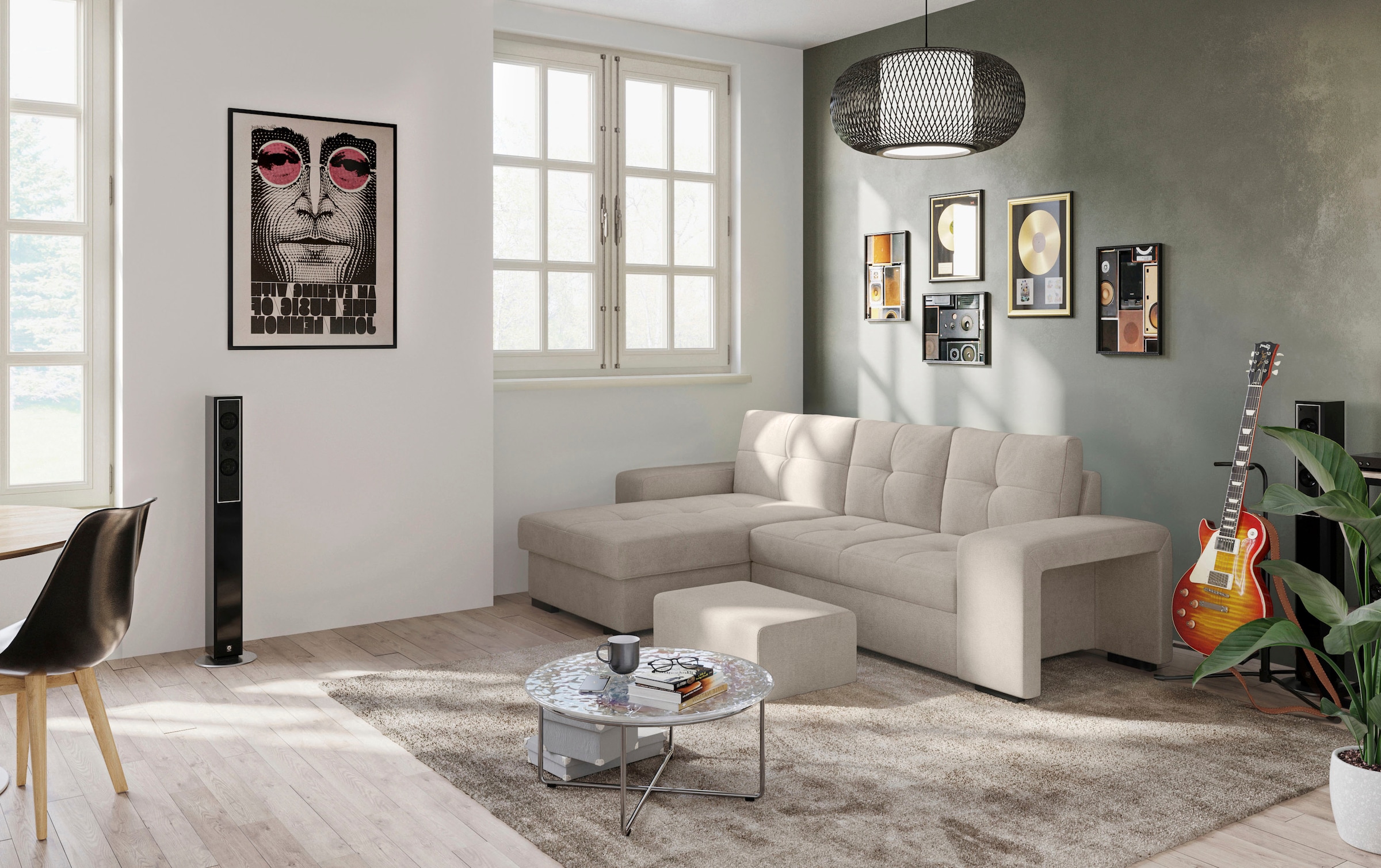 COTTA Ecksofa »Mattina L-Form«, inkl. Hocker, wahlweise mit Bettfunktion und Bettkasten