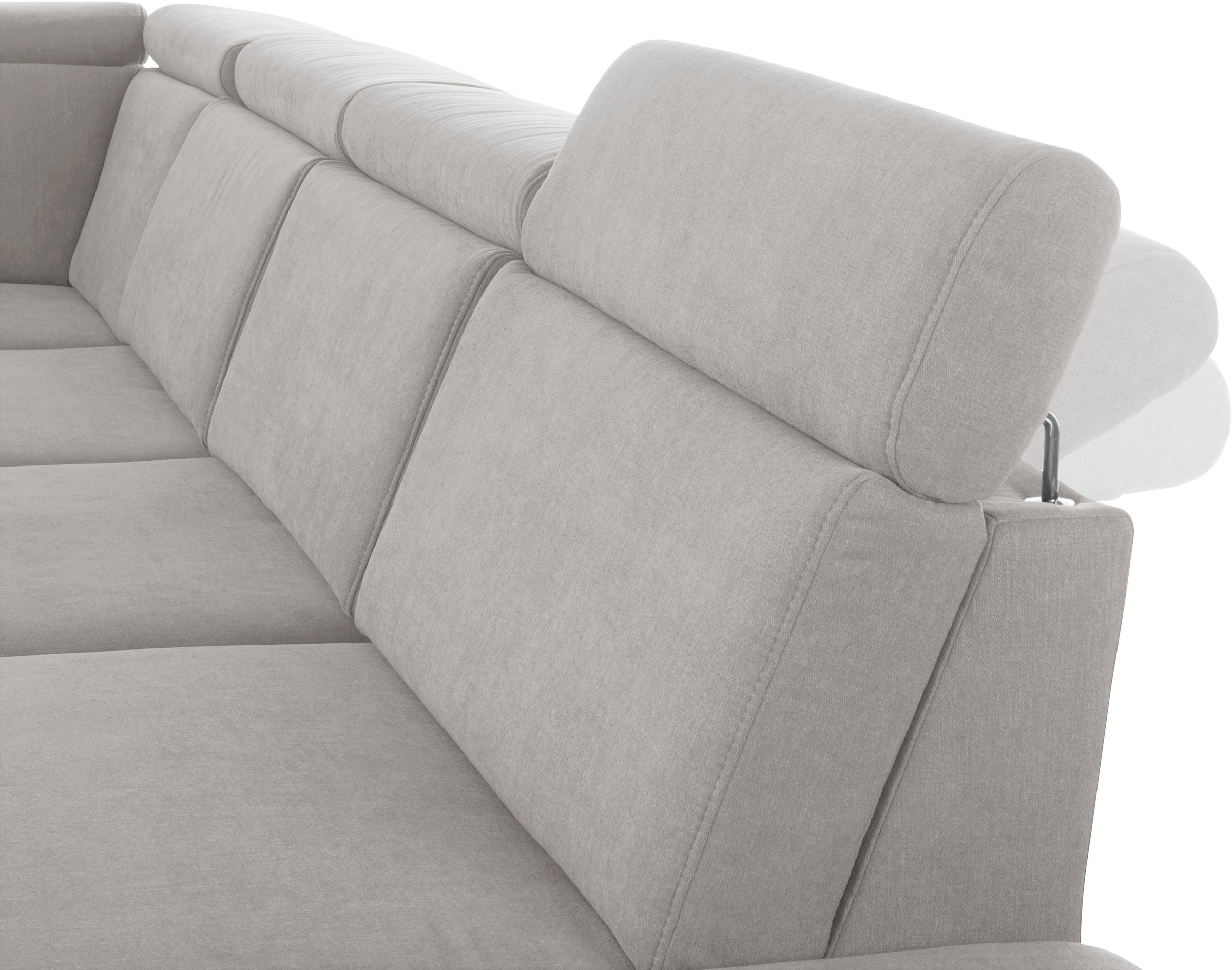 sit&more Wohnlandschaft »Brisbane U-Form«, Fußhöhe 12 cm, inklusive Sitztiefen-, Armteil- und Kopfteilverstellung
