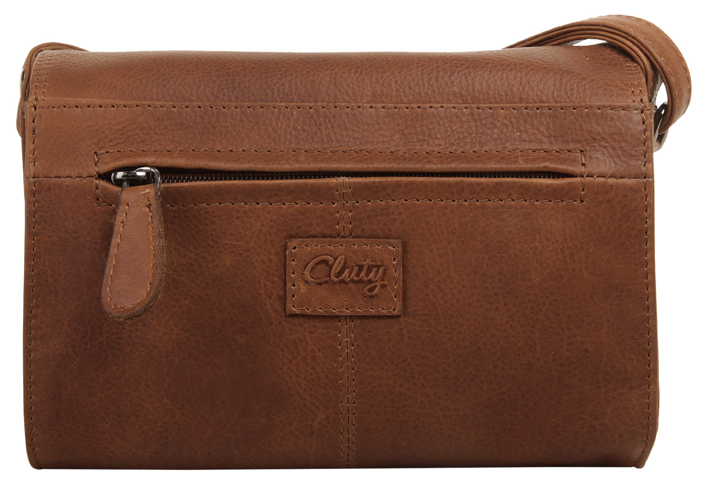 Umhängetasche CLUTY, Damen, Gr. B/H/T: 20cm x 15cm x 6cm onesize, braun (cognac), Leder, Taschen Umhängetasche, echt Leder 3