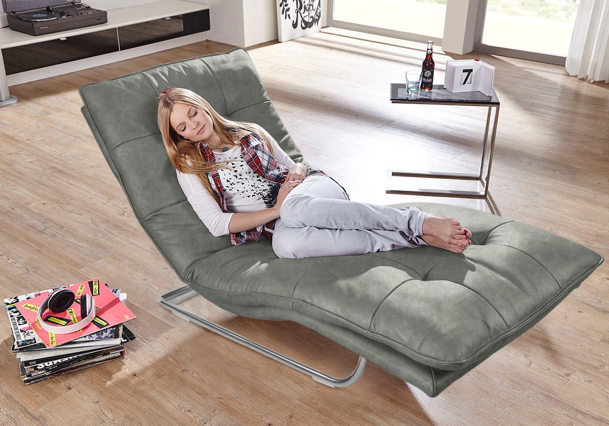 W.SCHILLIG Relaxliege "daily dreams" in Waffelkissen-Optik, wahlweise mit Motor, Freischwingergestell