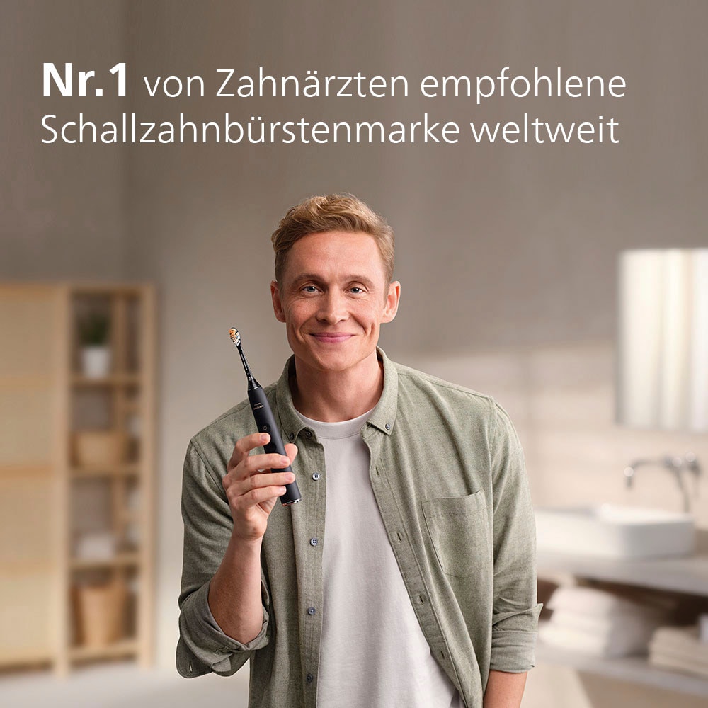 Philips Sonicare Elektrische Zahnbürste »DiamondClean 9000 HX9914«, 2 St. Aufsteckbürsten, DiamondClean Premium Schallzahnbürste, Doppelpack inkl. Ladeglas