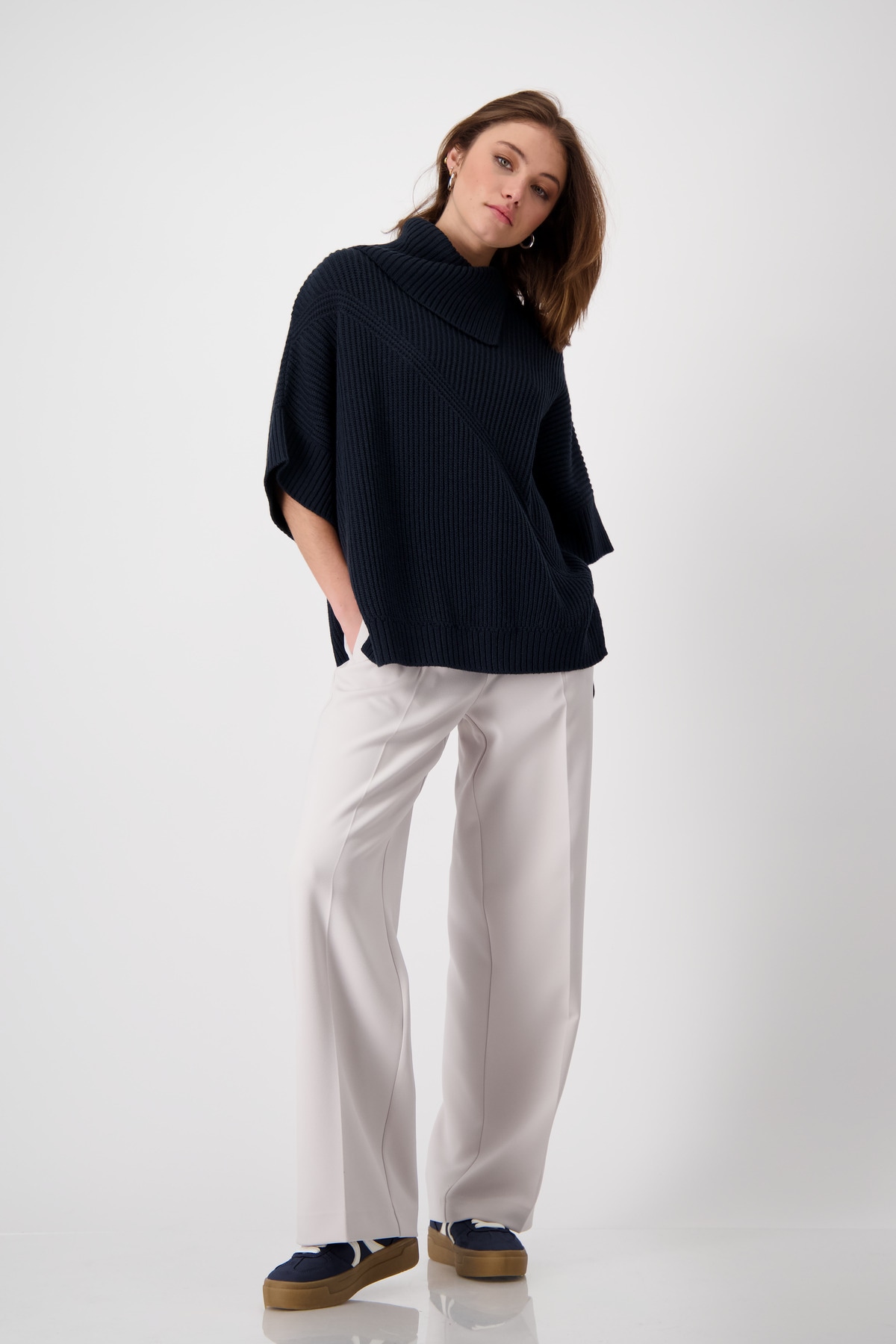 Monari Strickpullover mit Umschlagkragen