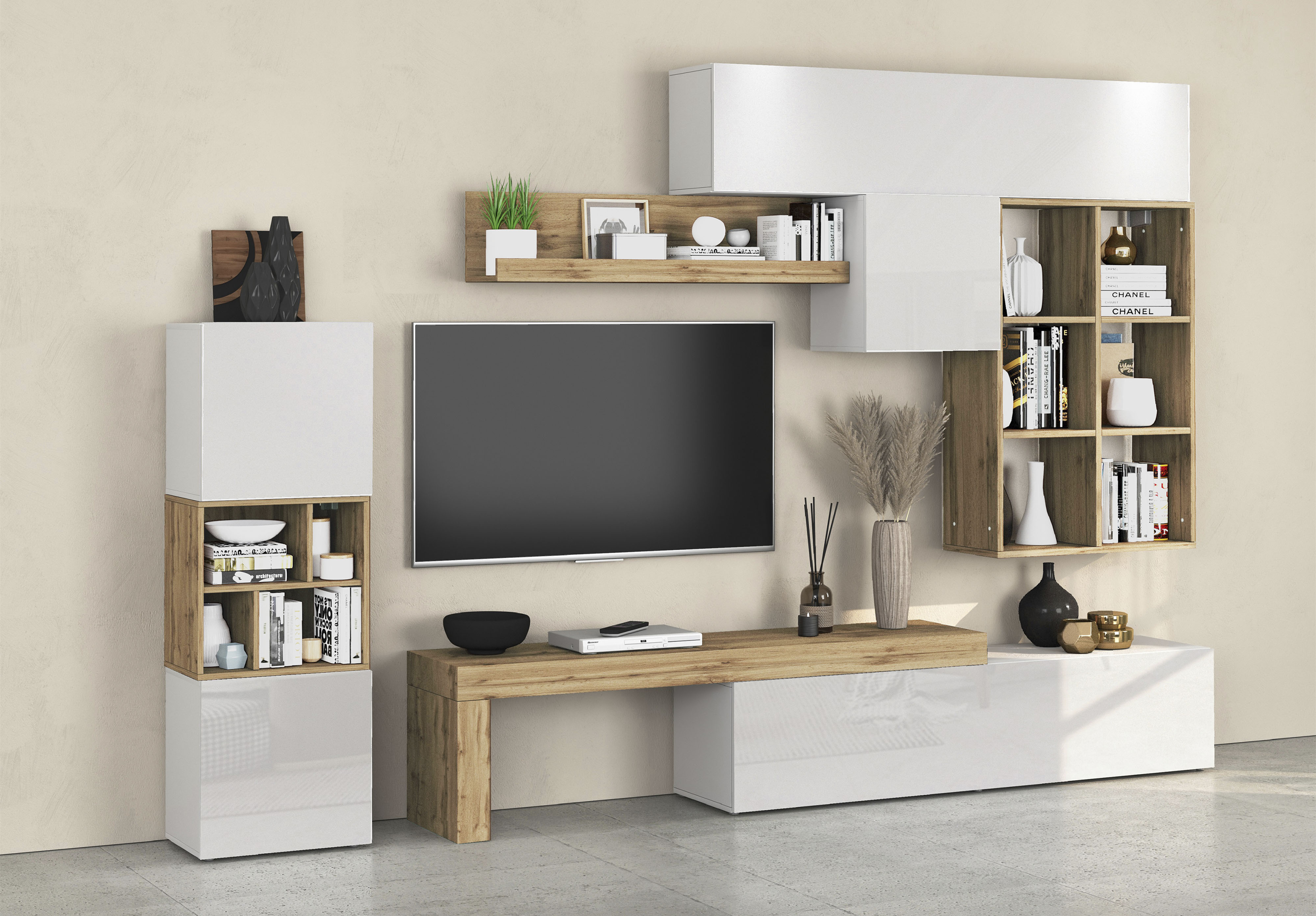 OTTO home Wohnwand "Chronos Wohnwand, Medienwand, 8-er set" 8 Stk. tlg.