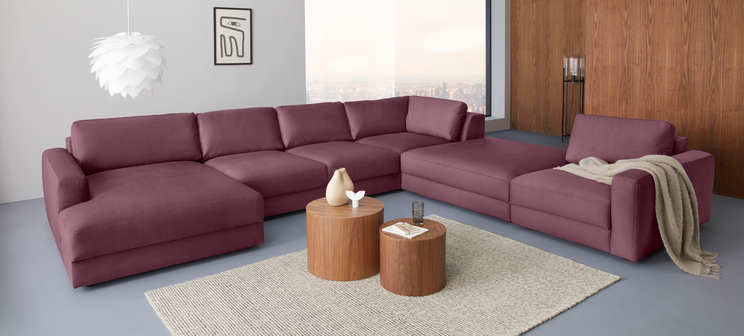 Places of Style Wohnlandschaft »Bloomfield, U-Form«, mit extra tiefer Sitzfläche, wahlweise mit Sitztiefenverstellung