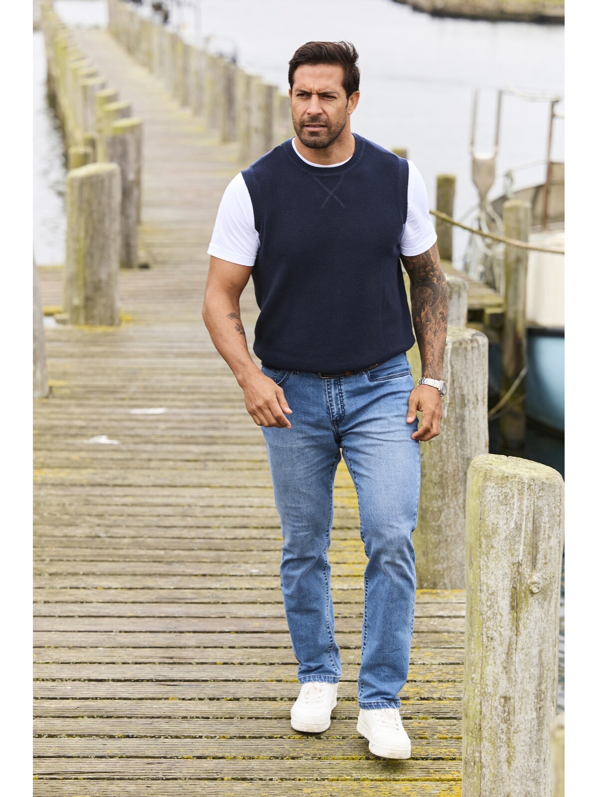 Pullunder JAN VANDERSTORM "Pullunder URVA", Herren, Gr. XXL, blau (dunkelblau), Obermaterial: 100% Baumwolle CO., Pullover Pullunder 3