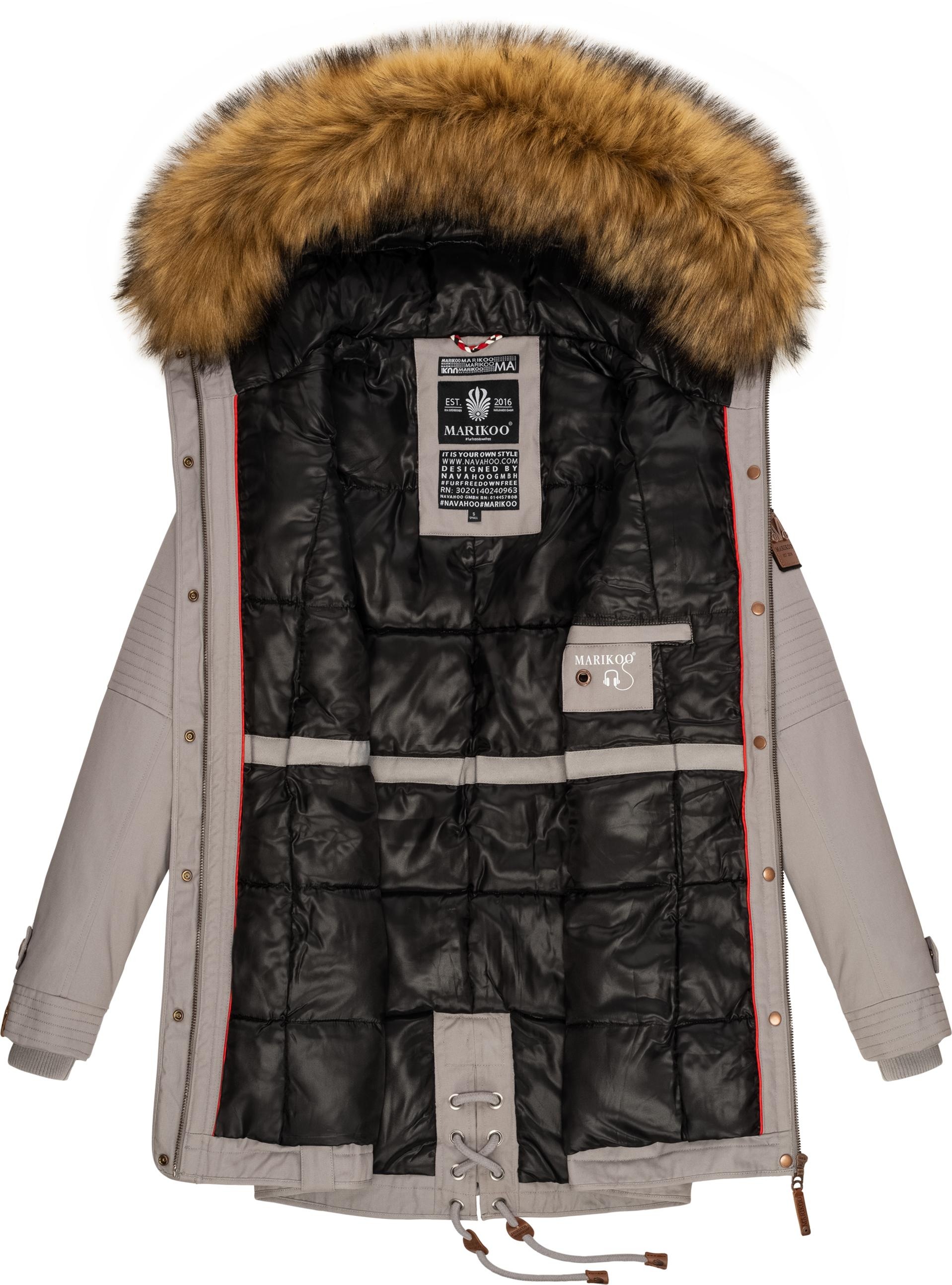 Marikoo Wintermantel »La Viva Prc«, stylischer Winterparka mit abnehmbarem Kunstfell