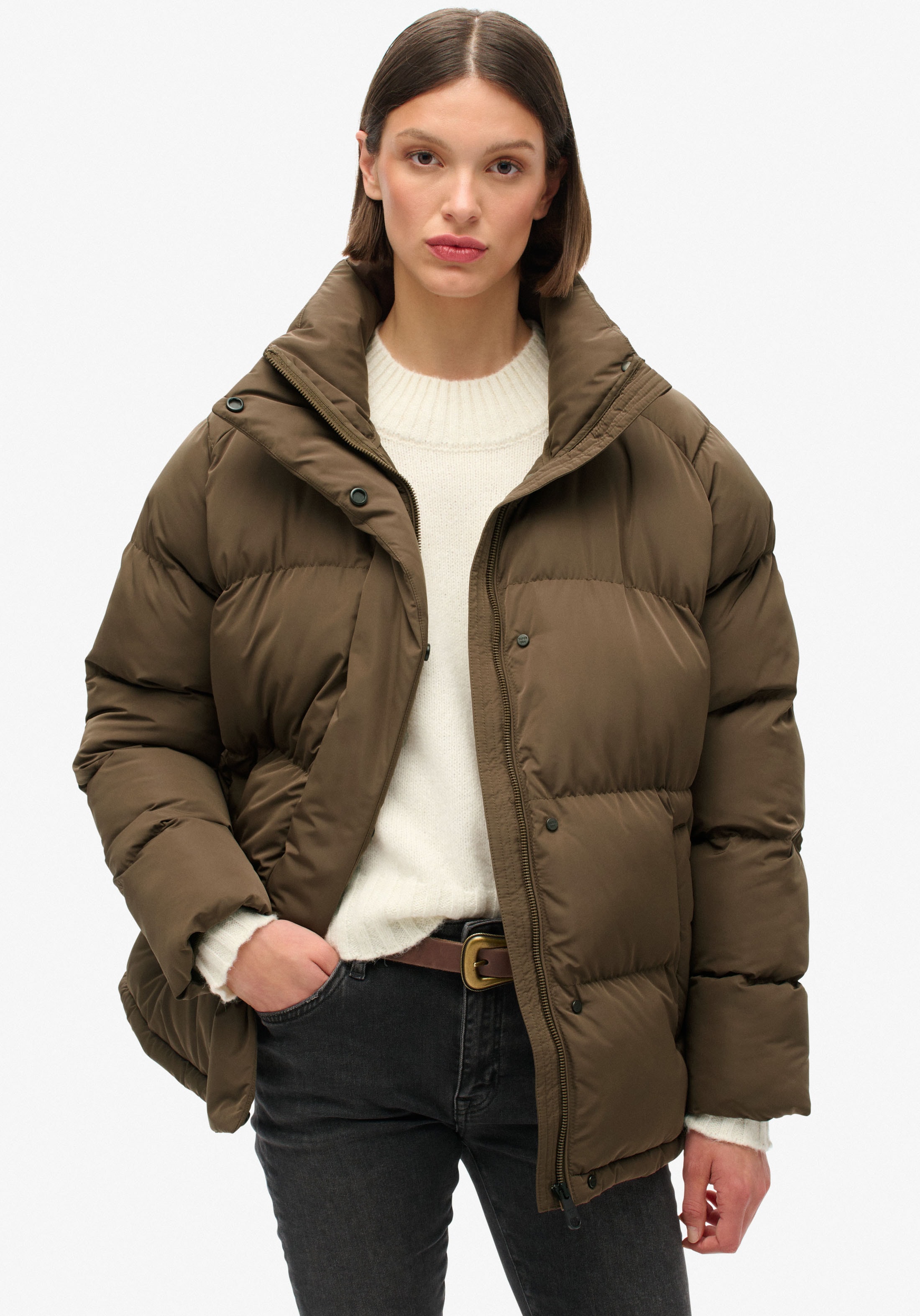 Superdry Steppjacke »MID LENGTH PUFFER JACKET«, mit Kapuze