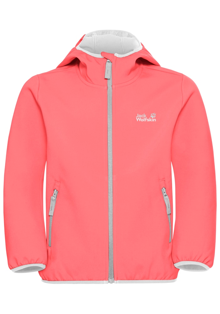 Jack Wolfskin Softshelljacke »FOURWINDS JACKET KIDS«, mit Kapuze, Winddicht, atmungsaktiv, Übergangsjacke