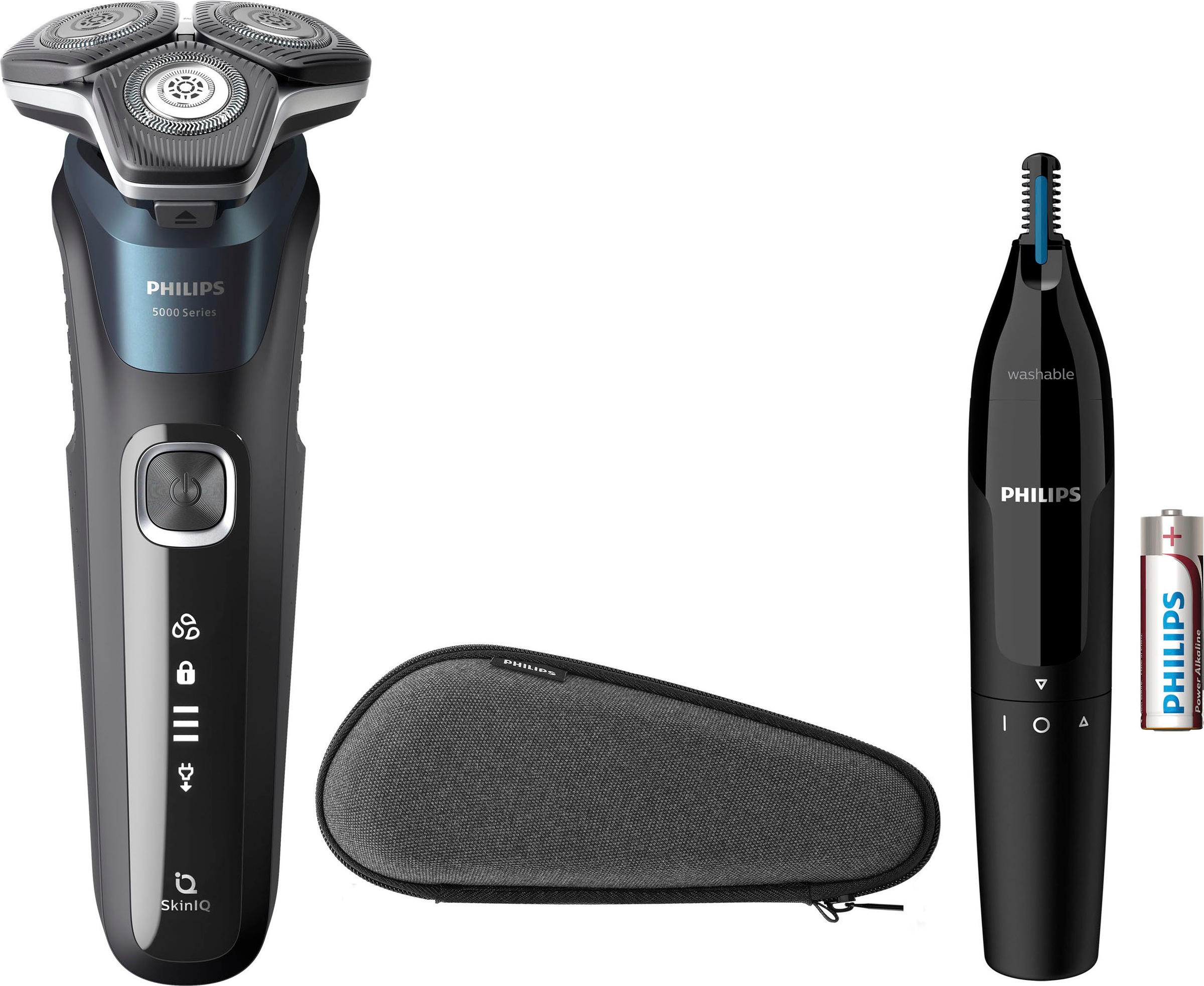 Philips Elektrorasierer »Shaver Series 5000 S5889/11«, Ohrenhaartrimmer, Technologie mit Nasen- ausklappbarer günstig | und kaufen Etui, SkinIQ Präzisionstrimmer