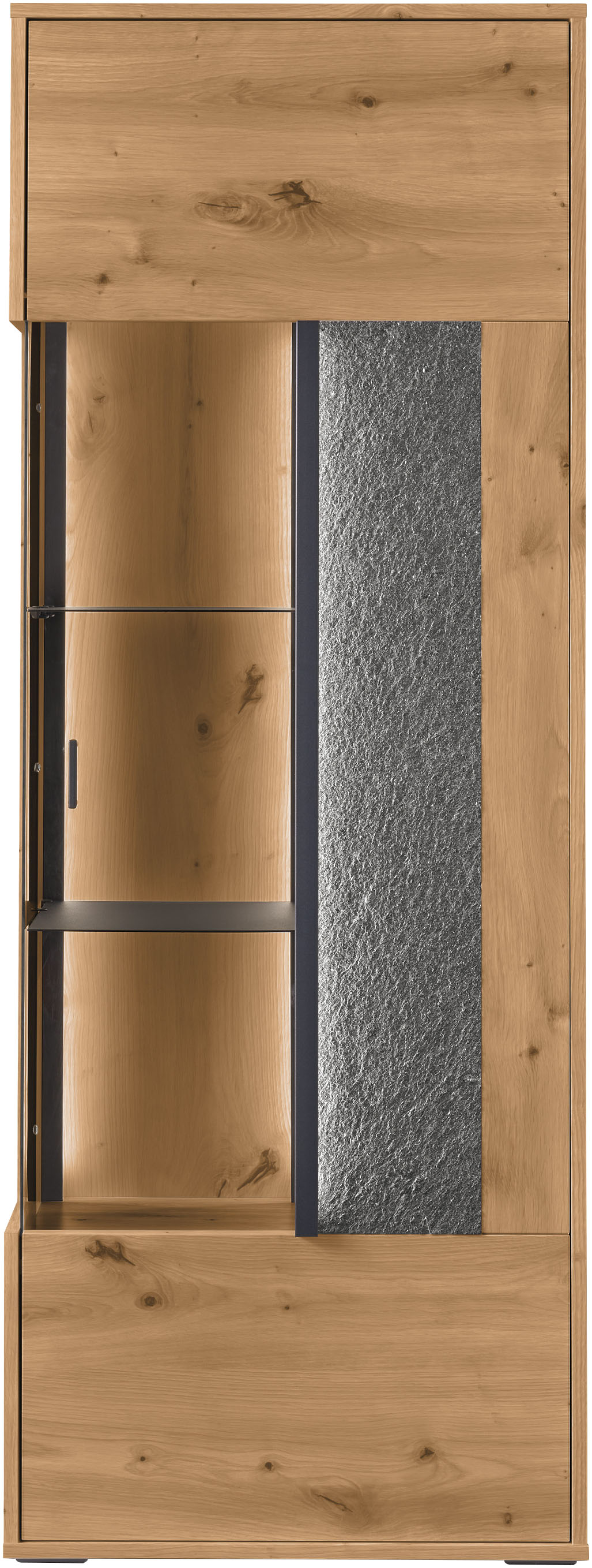 Thumbnail - set one by Musterring Vitrine "Deltona", mit Sandsteinelement, inkl. Beleuchtung, zwei Farben, B64 x H170 cm
