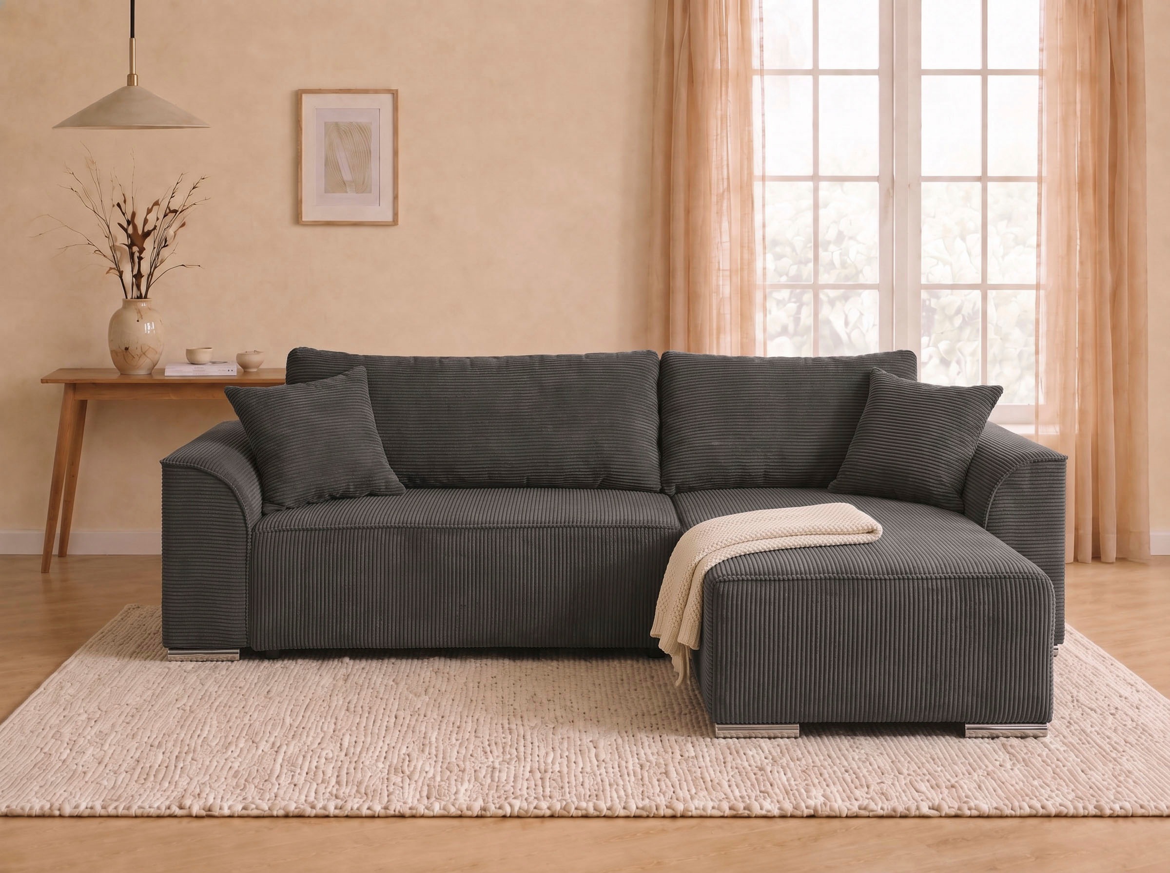 COLLECTION AB Ecksofa »Sara Ecke« Eckfsofa,Bettfunktion,Bettkasten,Bonnelfederkern,wahlweise mit Topper