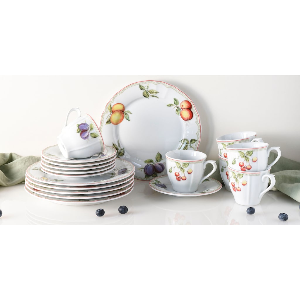 CreaTable Kaffeeservice »Geschirr-Set Flora Orchard«, (Set, 18 tlg., Kaffeegeschirr für 6 Personen), Service, 18 Teile, für 6 Personen