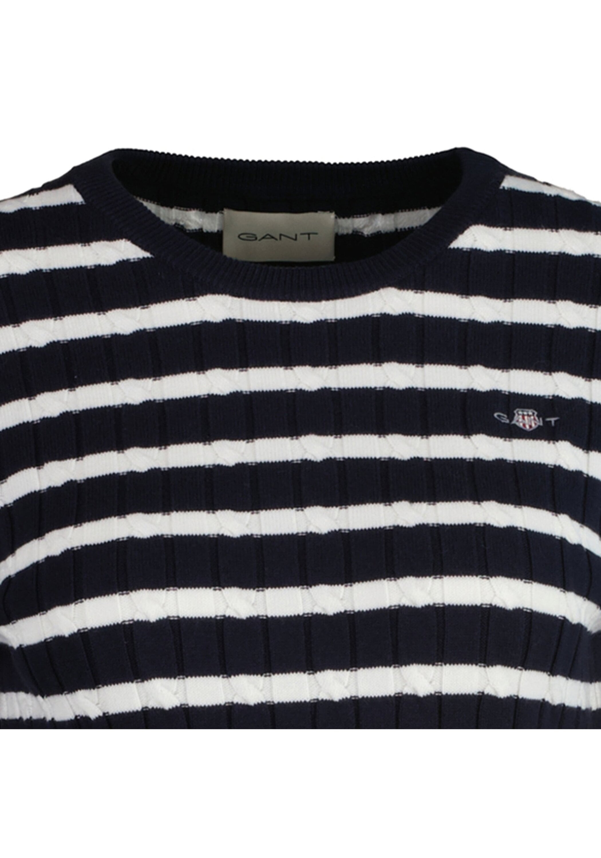Gant Sweater »Strickpullover STRETCH COTTON CABLE STRIPE C-NECK«