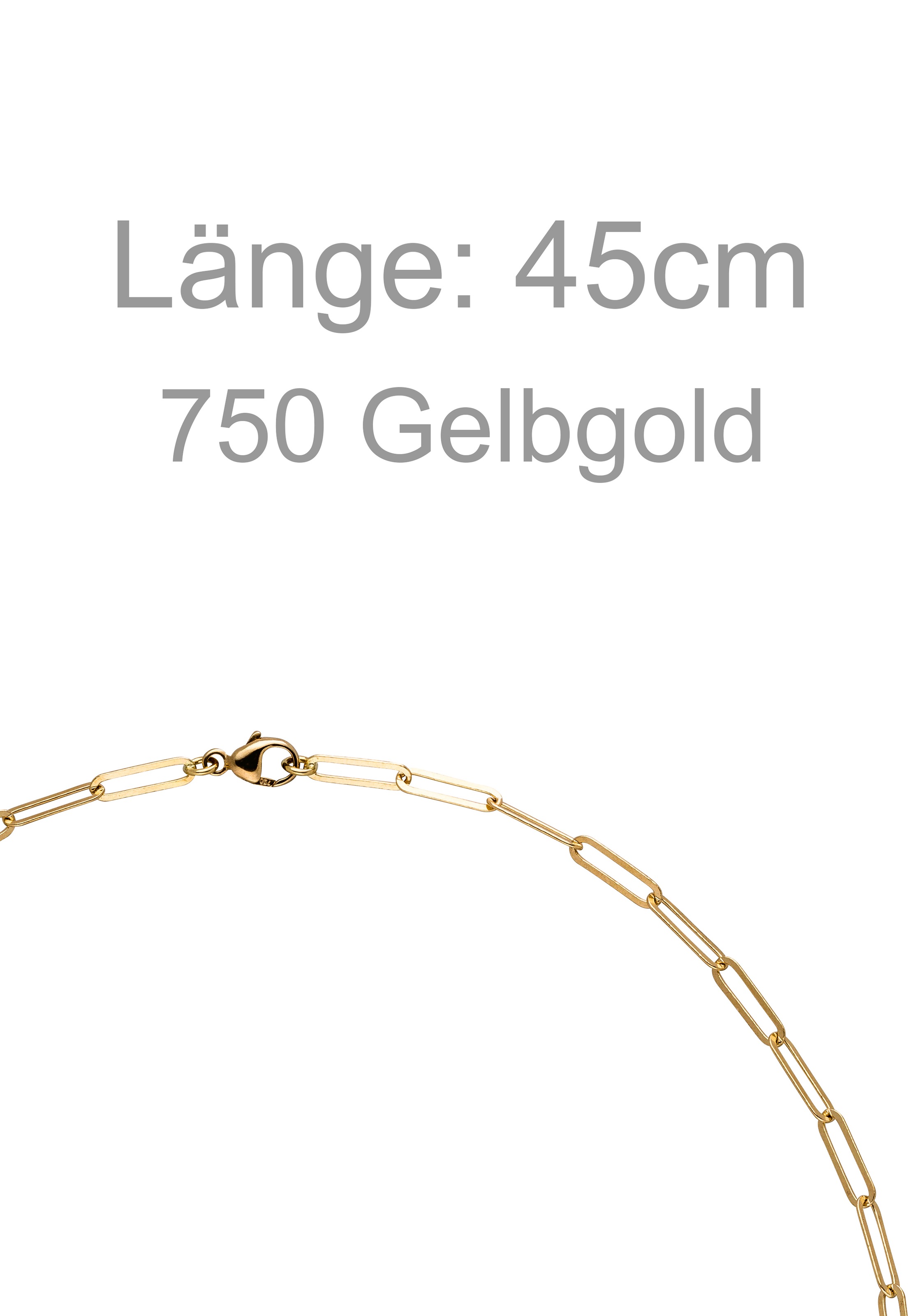 JOBO Kette ohne Anhänger »Paperclip Halskette« 750 Gold 2,9 mm 45 cm