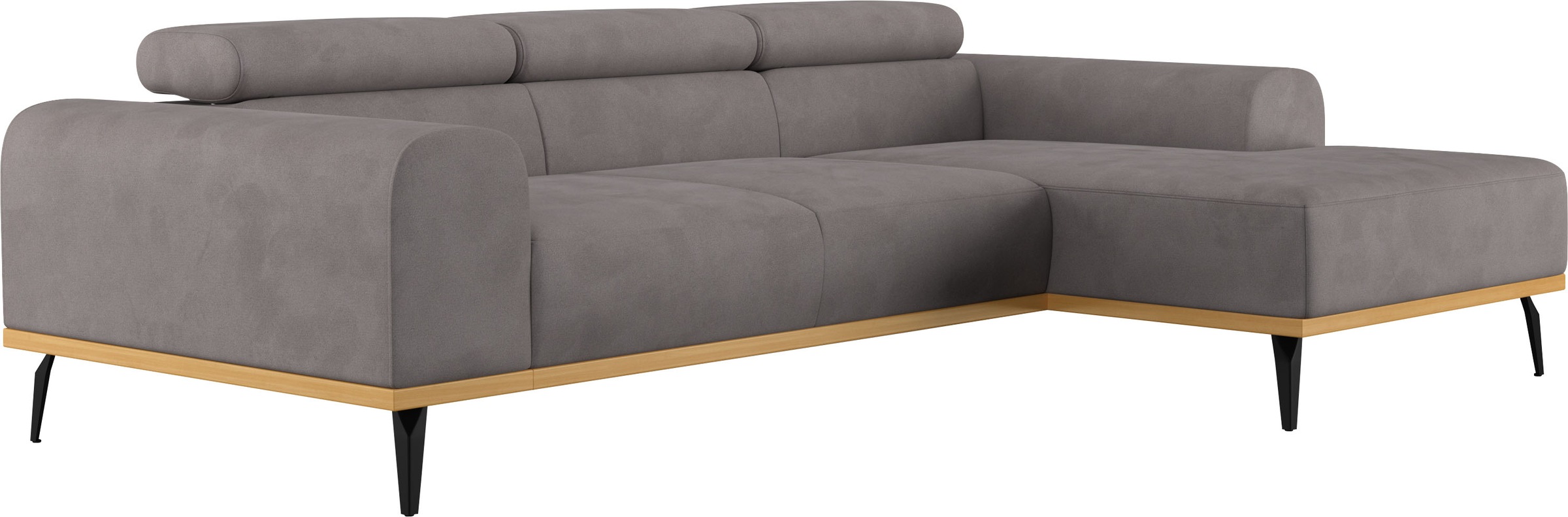Places of Style Ecksofa »Carlo L-Form«, mit Kopfteilverstellung & Holz-Rahmenoptik, wahlweise Relaxfunktion