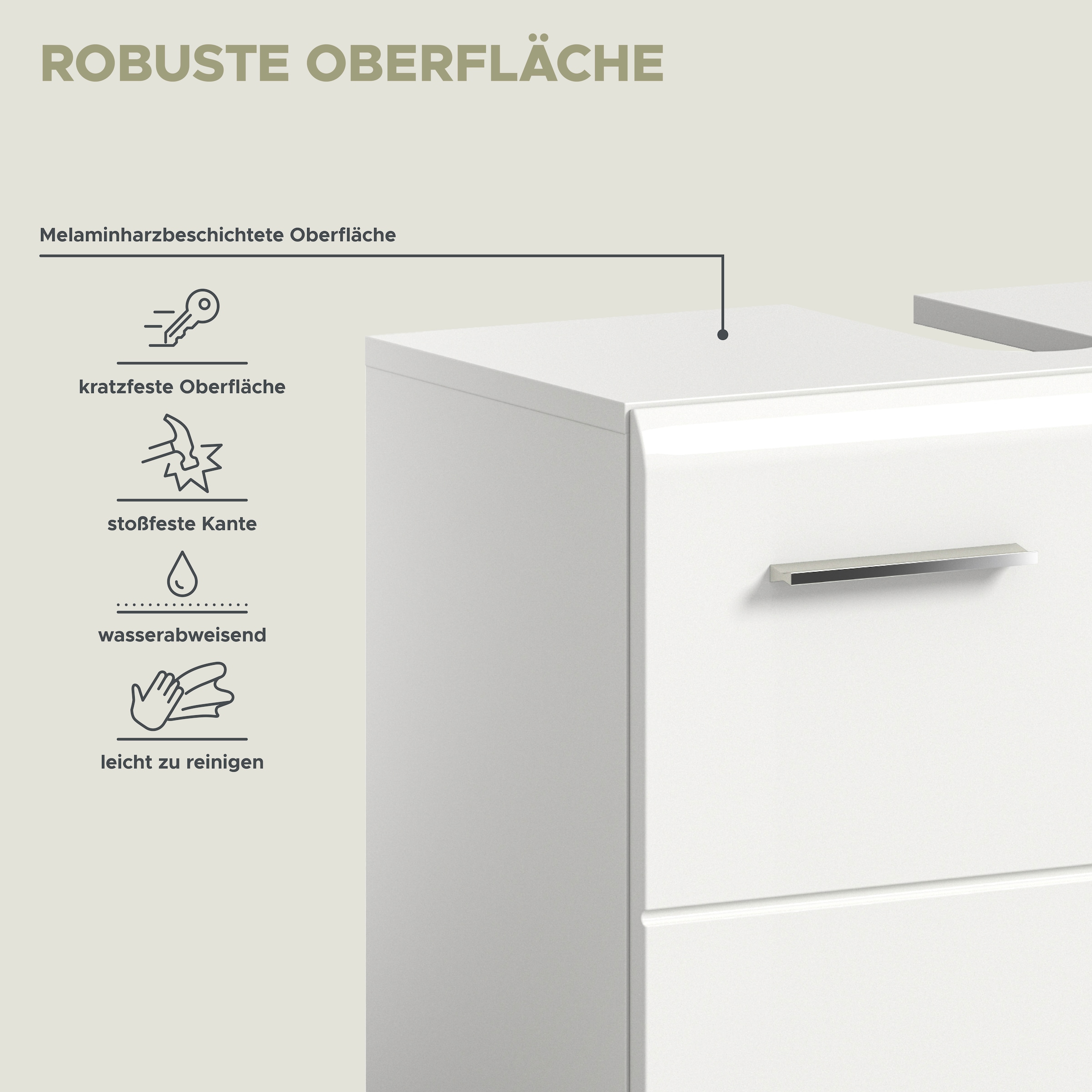 INOSIGN Waschbeckenunterschrank »FLORENZ, TOPSELLER!, Breite 60cm, 1 Einlegeboden, 2 Fächer«, mit Siphonausschnitt, Badmöbel, Badschrank, Schrank, Kommode, Bad