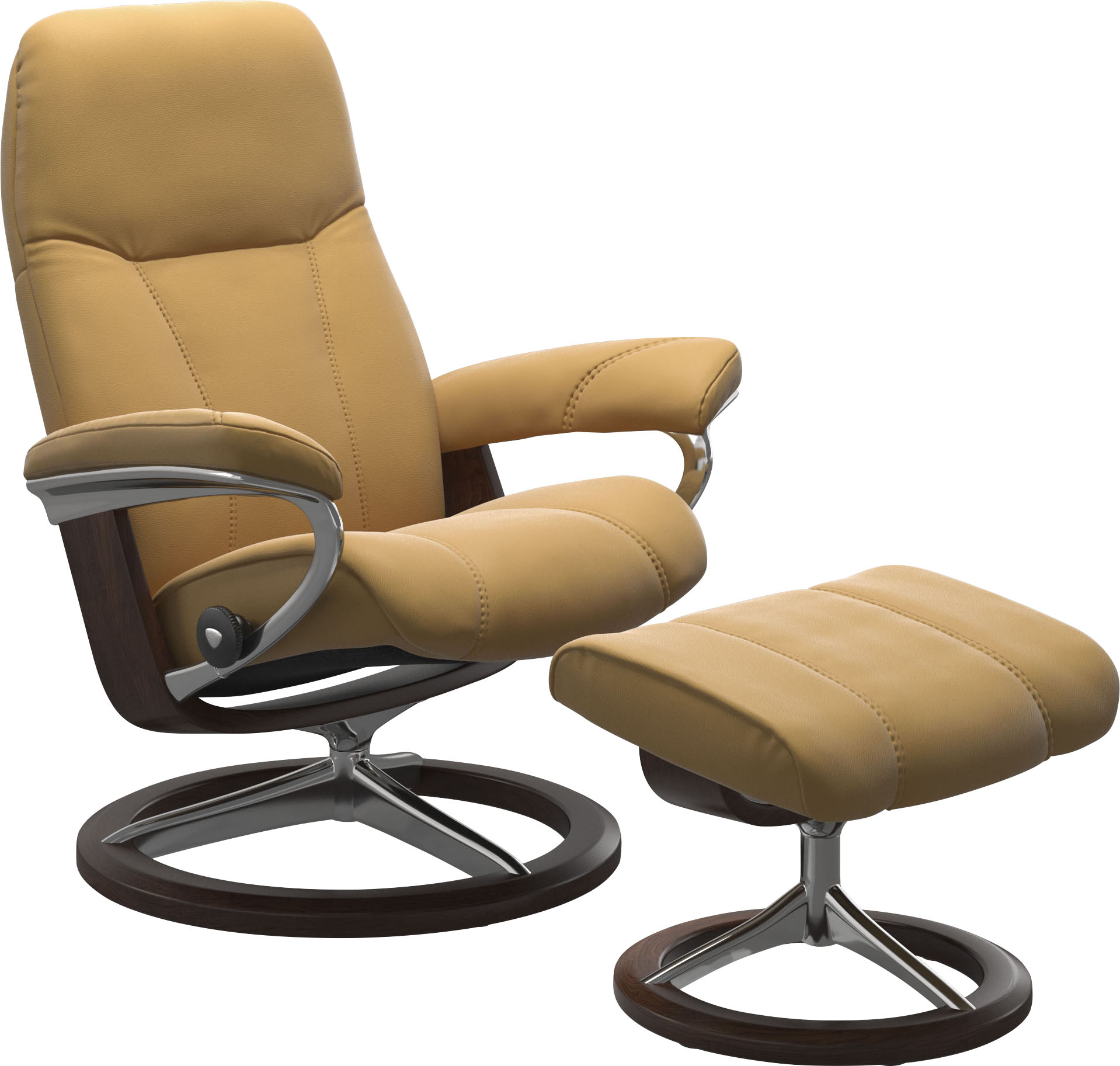 Stressless Relaxsessel "Consul" Set, Relaxsessel mit Hocker, mit Hocker, mit Signature Base, Größe M, Gestell Braun