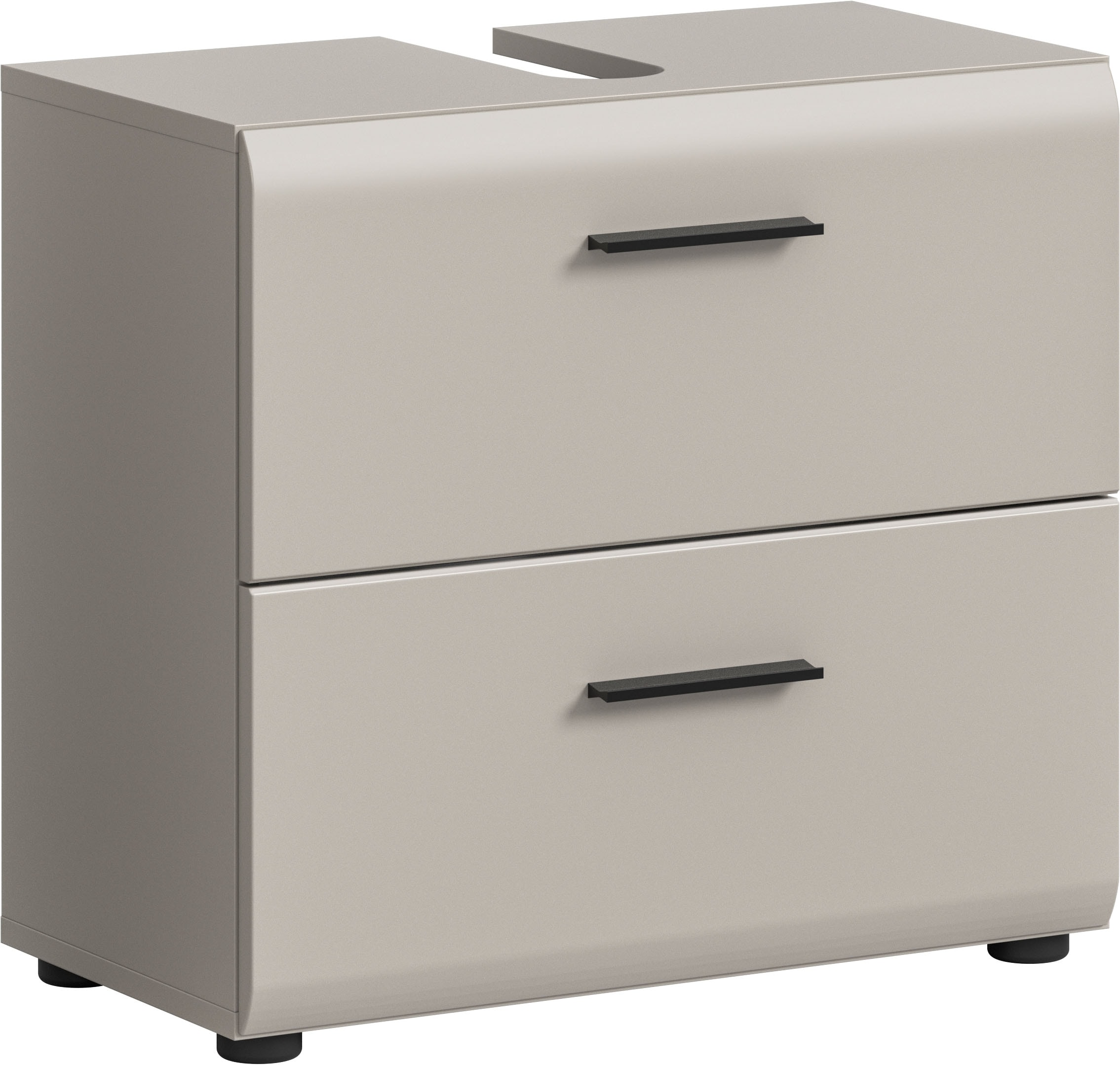 welltime Waschbeckenunterschrank "FLORENZ, Breite 60cm, inkl. Siphonausschnitt, mit Türen oder Schüben" TOPSELLER, 1 Stk. tlg. hochwertige MDF Front, Griff schwarz, Badschrank, Bad