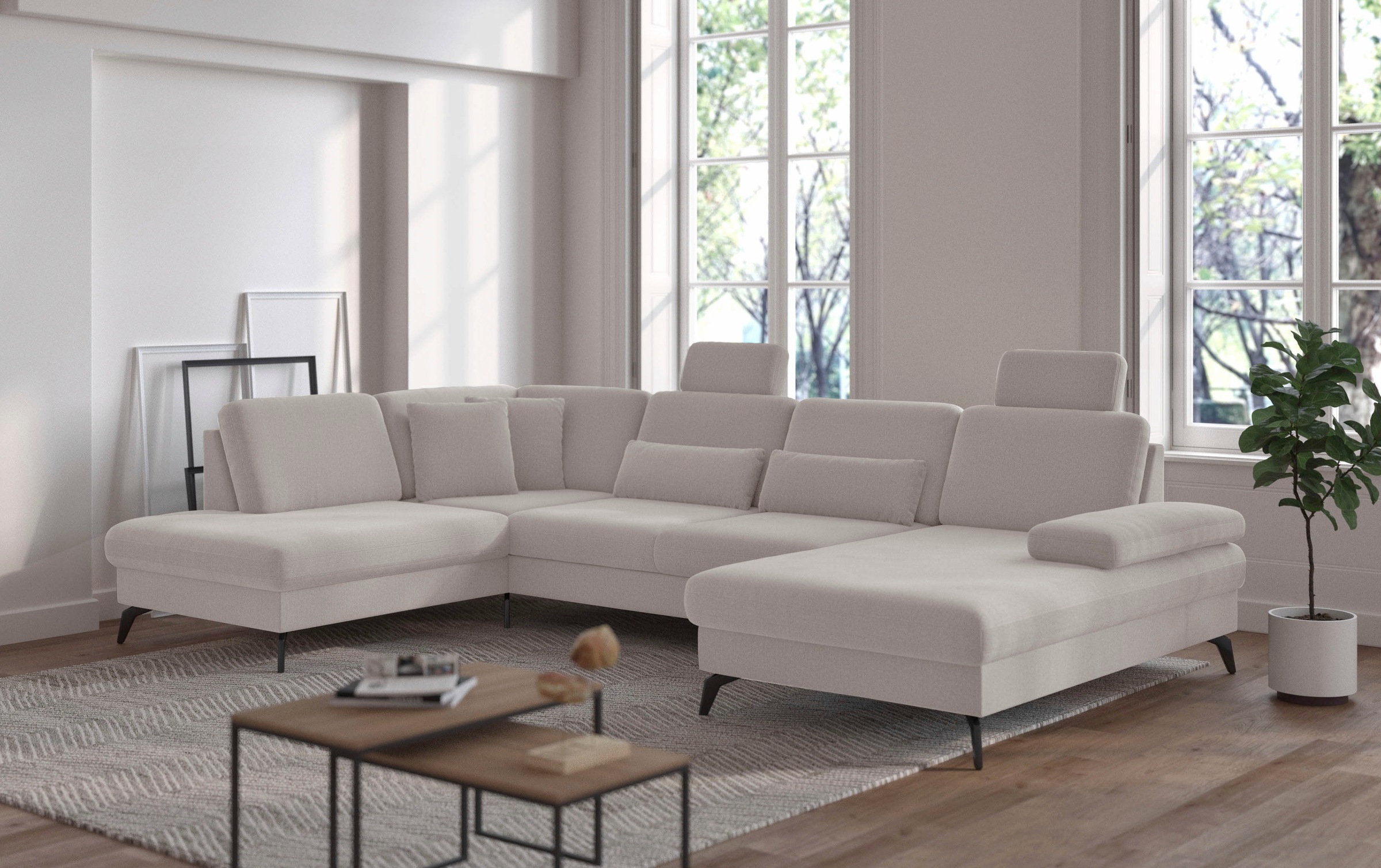 sit&more Wohnlandschaft »Morris U-Form, inkl. Sitztiefenverstellung«, wahlweise mit Armteilverstellung, Bettfunktion & Bettkasten