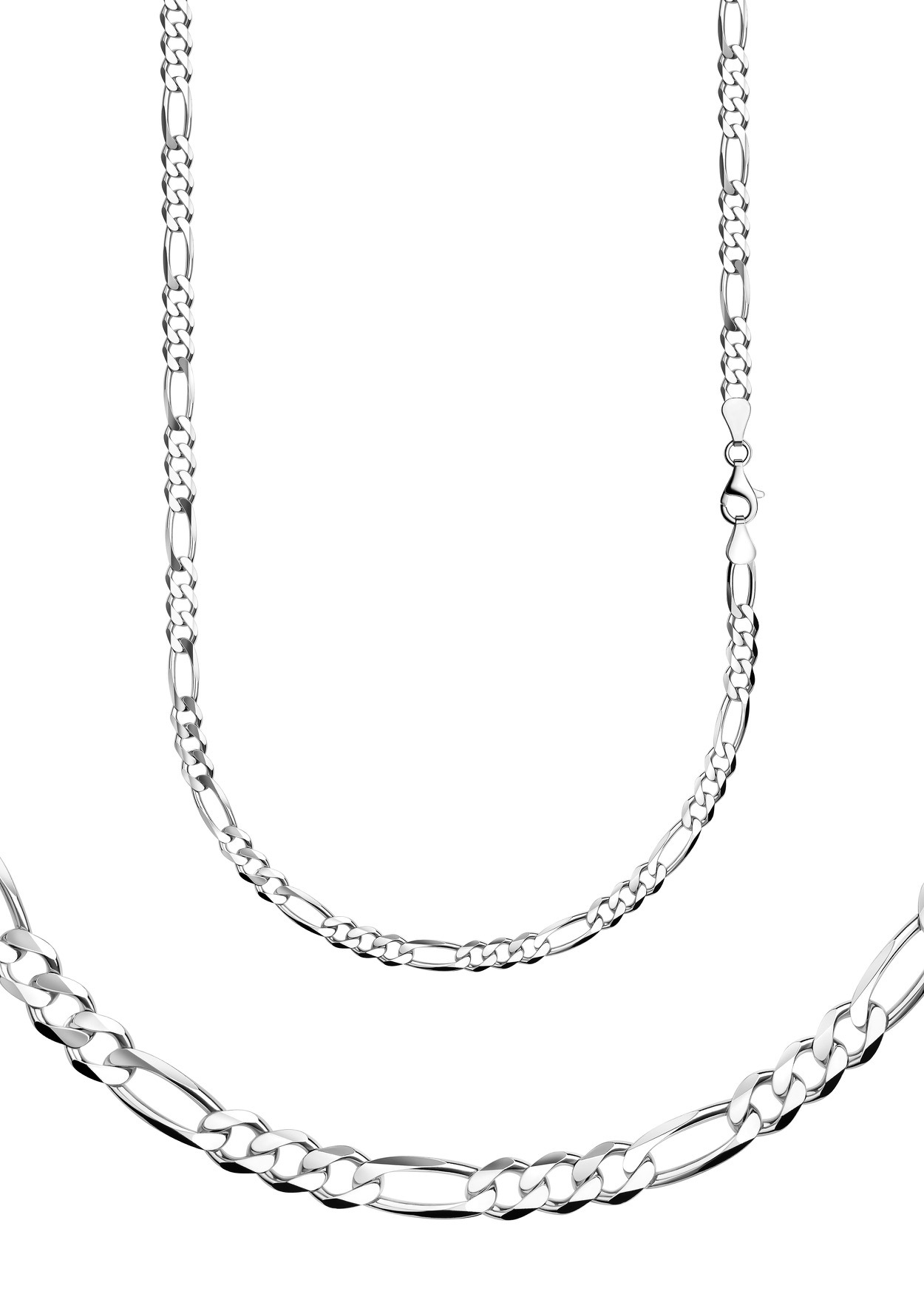 Collierkettchen FIRETTI "Schmuck Geschenk Silber 925 Armband Kette Figarokette diamantiert" Gr. 55, silber (silberfarben), Halsketten, Damen, 55, Silber 925 (Sterlingsilber), B: 3,9mm, Made in Germany, B:3,9mm